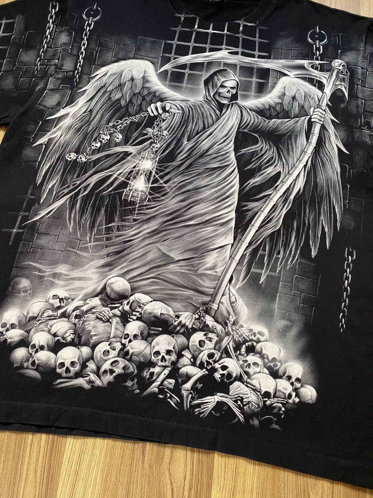 Vintage Vintage Skull Death T Shirt Tee Liquid Blue All Over Print Size US XXL / EU 58 / 5 - 2 Thumbnail