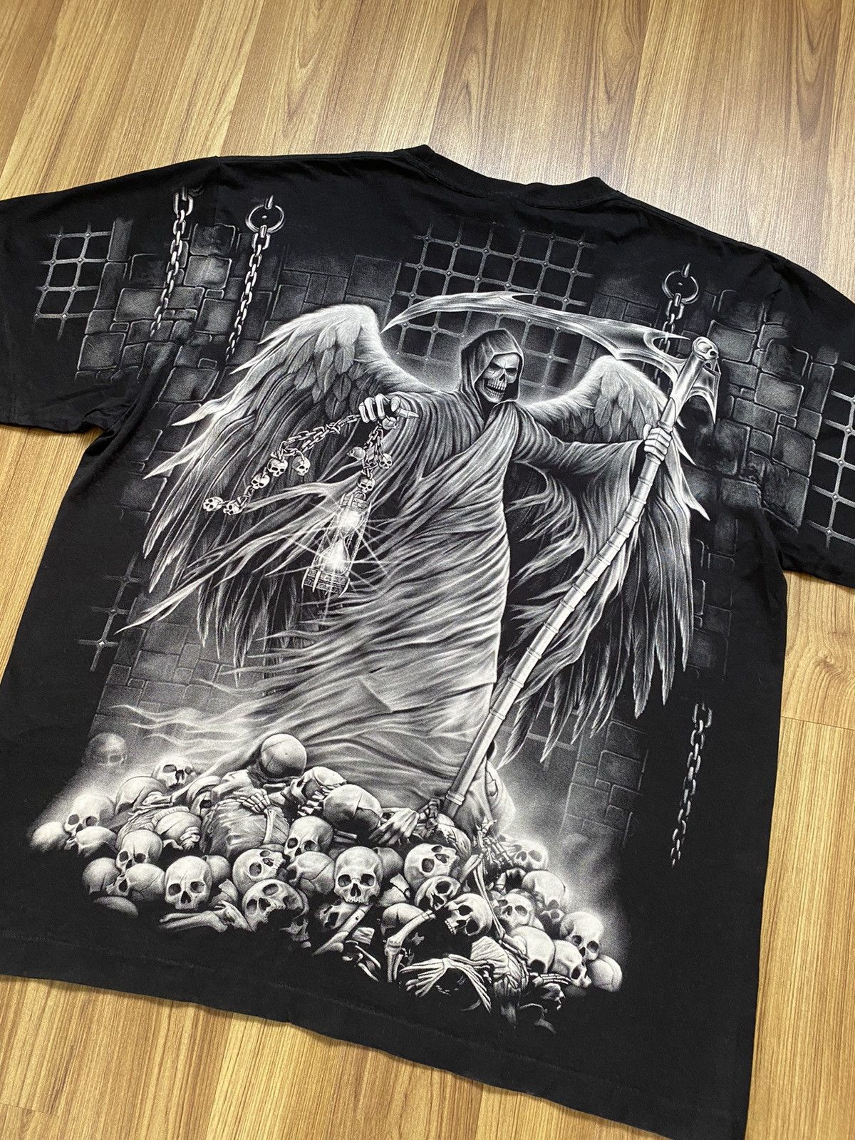 Vintage Vintage Skull Death T Shirt Tee Liquid Blue All Over Print Size US XXL / EU 58 / 5 - 8 Thumbnail