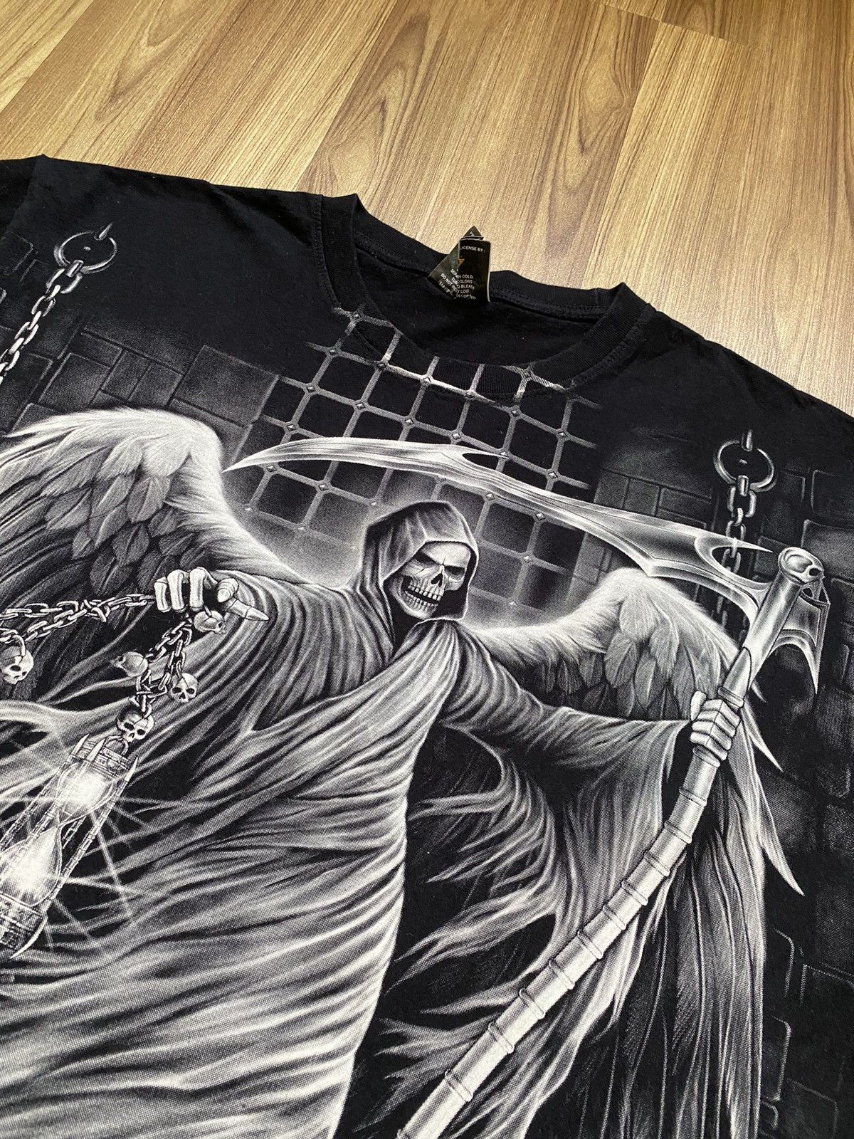 Vintage Vintage Skull Death T Shirt Tee Liquid Blue All Over Print Size US XXL / EU 58 / 5 - 3 Thumbnail