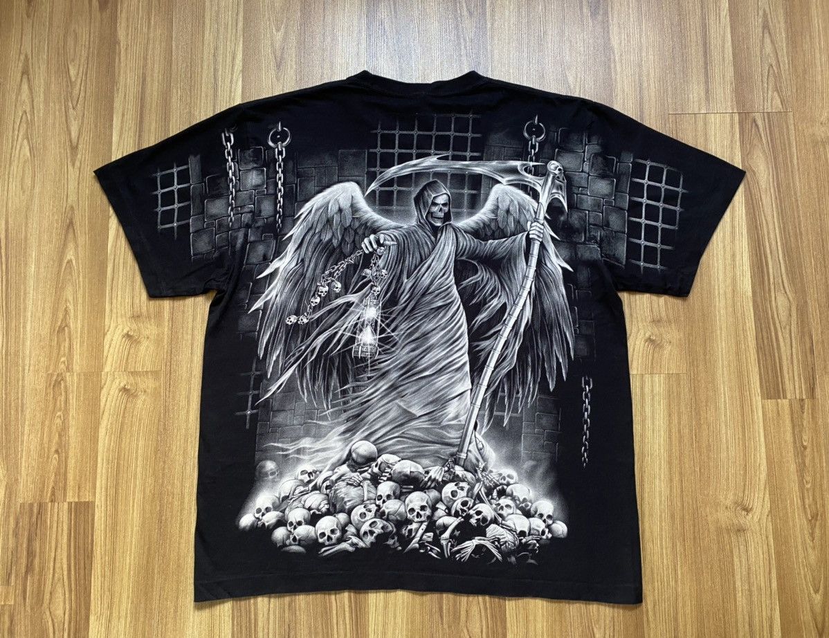 Vintage Vintage Skull Death T Shirt Tee Liquid Blue All Over Print Size US XXL / EU 58 / 5 - 7 Thumbnail