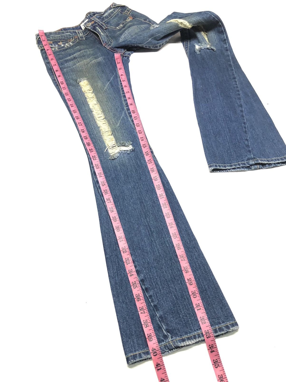 True Religion × Vintage VINTAGE TRUE RELIGION JOEY FLARE DISSTRESSED DENIM USA Size US 26 / EU 42 - 17 Thumbnail