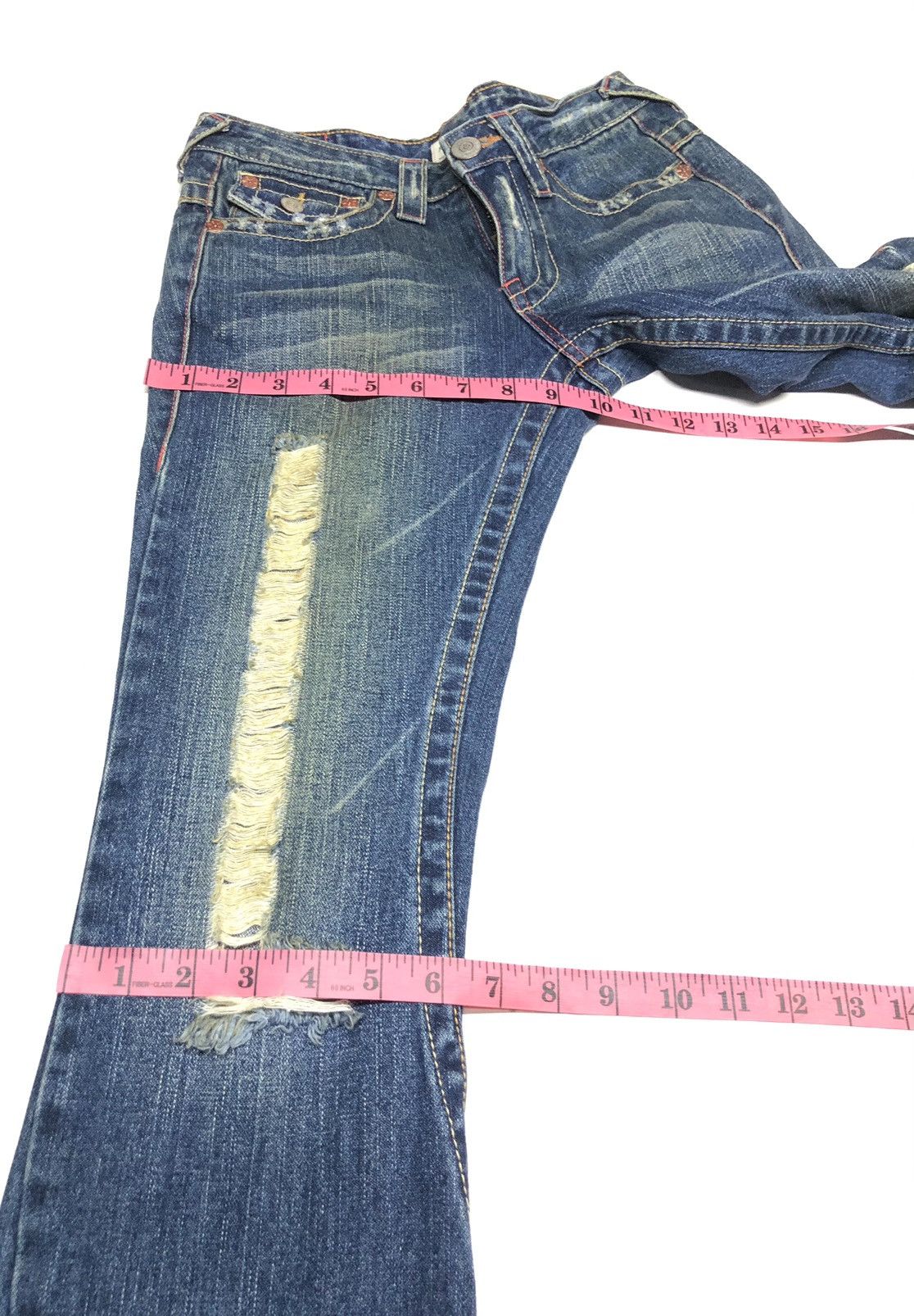 True Religion × Vintage VINTAGE TRUE RELIGION JOEY FLARE DISSTRESSED DENIM USA Size US 26 / EU 42 - 15 Thumbnail