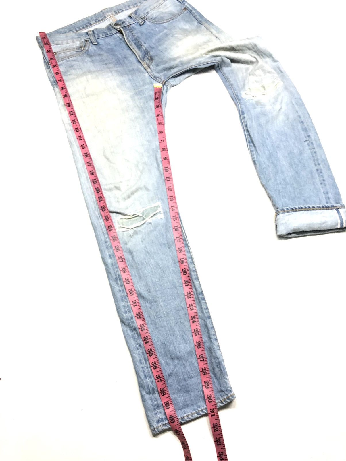 Japanese Brand × Mr. Gentleman MR.GENTLEMAN DISSTRESSED SELVEDGE DENIM JAPAN 🇯🇵 Size US 33 - 20 Thumbnail