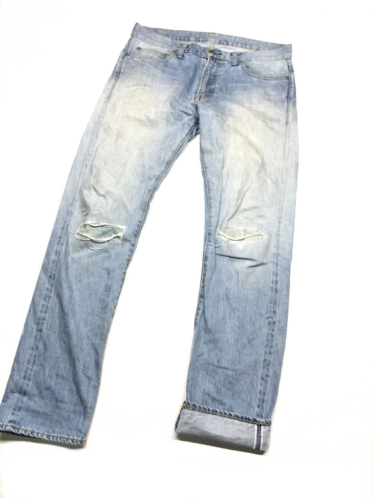 Japanese Brand × Mr. Gentleman MR.GENTLEMAN DISSTRESSED SELVEDGE DENIM JAPAN 🇯🇵 Size US 33 - 3 Thumbnail