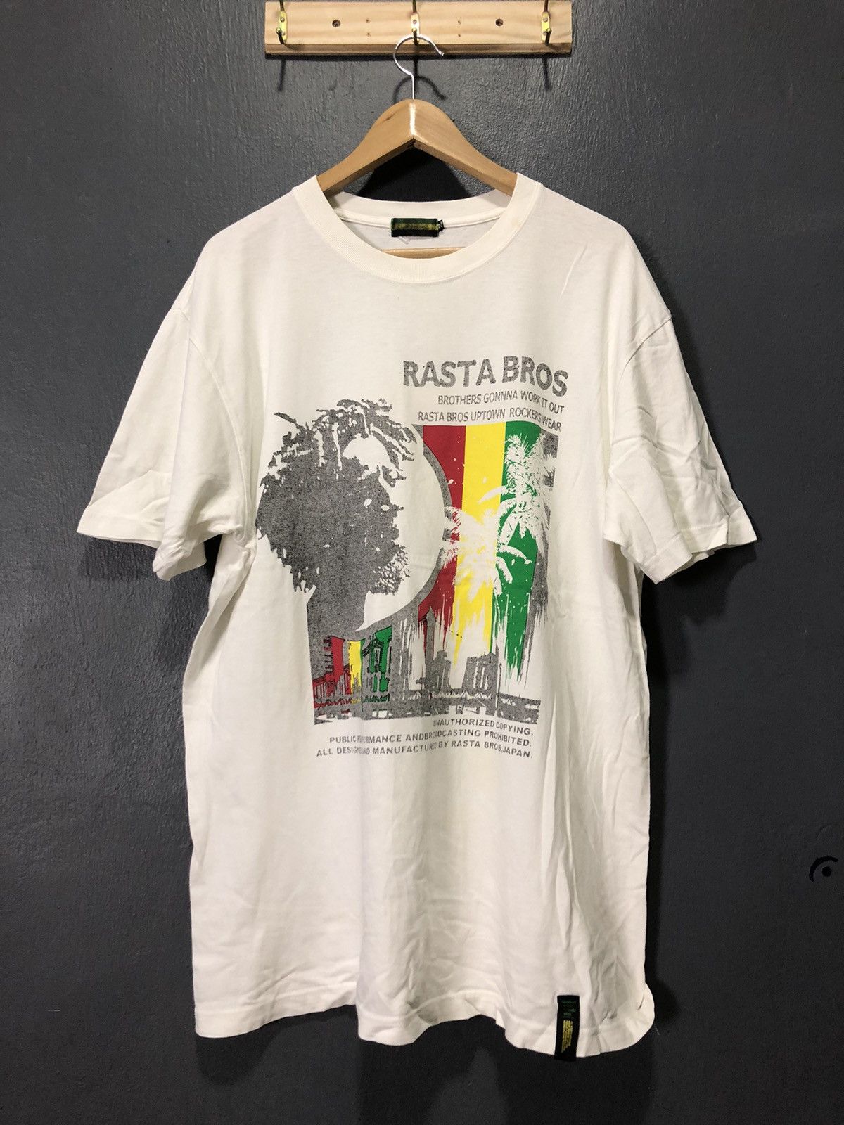 image of Bob Marley x Vintage Rasta Bros Japan in White, Men's (Size Large)