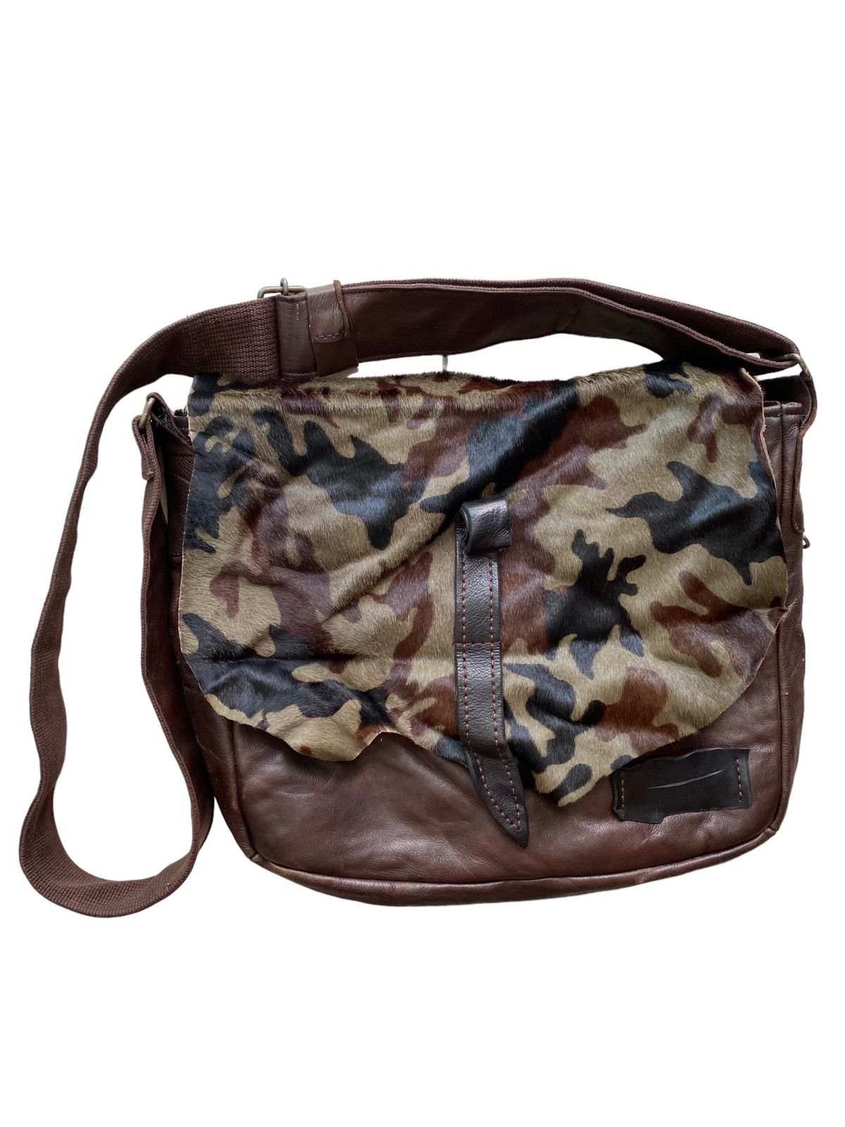 Genuine Leather Vintage Camo full leather shoulder Bag nice designer Size ONE SIZE - 8 Thumbnail