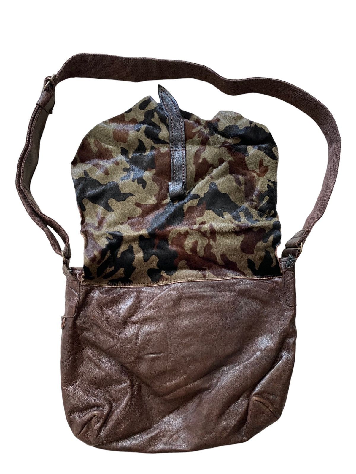 Genuine Leather Vintage Camo full leather shoulder Bag nice designer Size ONE SIZE - 5 Thumbnail