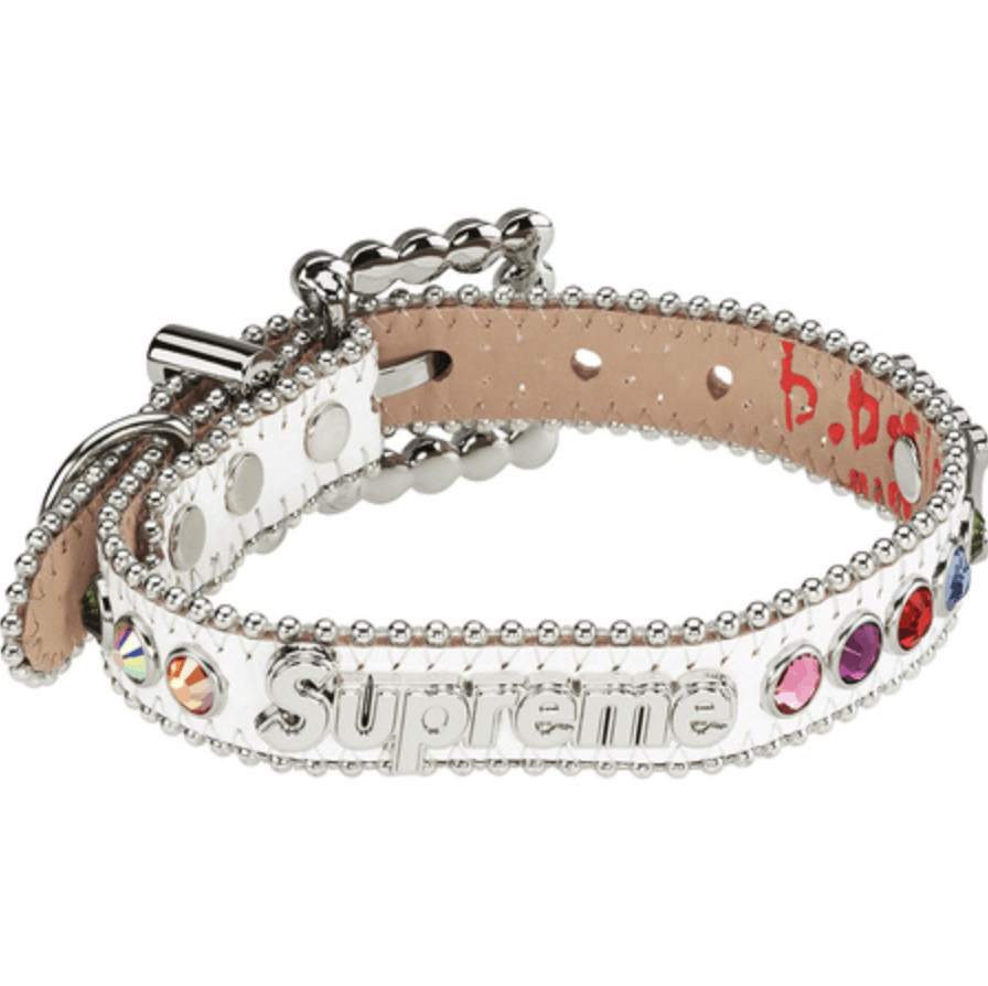 image of B B Simon x Supreme B.b. Simon Studded Dog Collar White, Men's