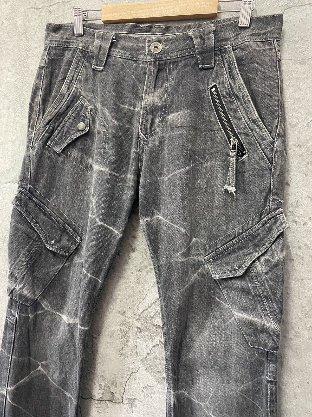 Designer Double Focus Japan Tactical Cargo Denim Pants slim Size US 32 / EU 48 - 7 Thumbnail