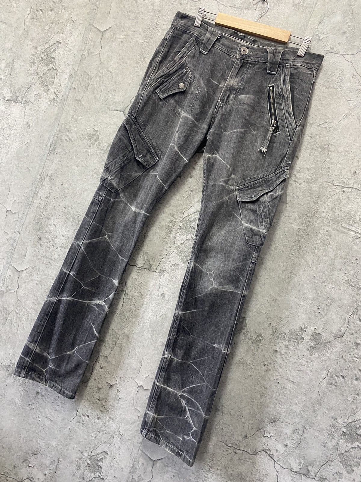 Designer Double Focus Japan Tactical Cargo Denim Pants slim Size US 32 / EU 48 - 2 Thumbnail