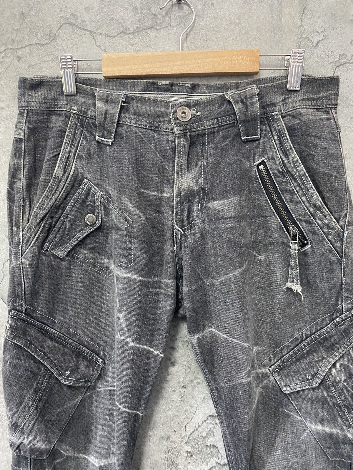 Designer Double Focus Japan Tactical Cargo Denim Pants slim Size US 32 / EU 48 - 9 Thumbnail