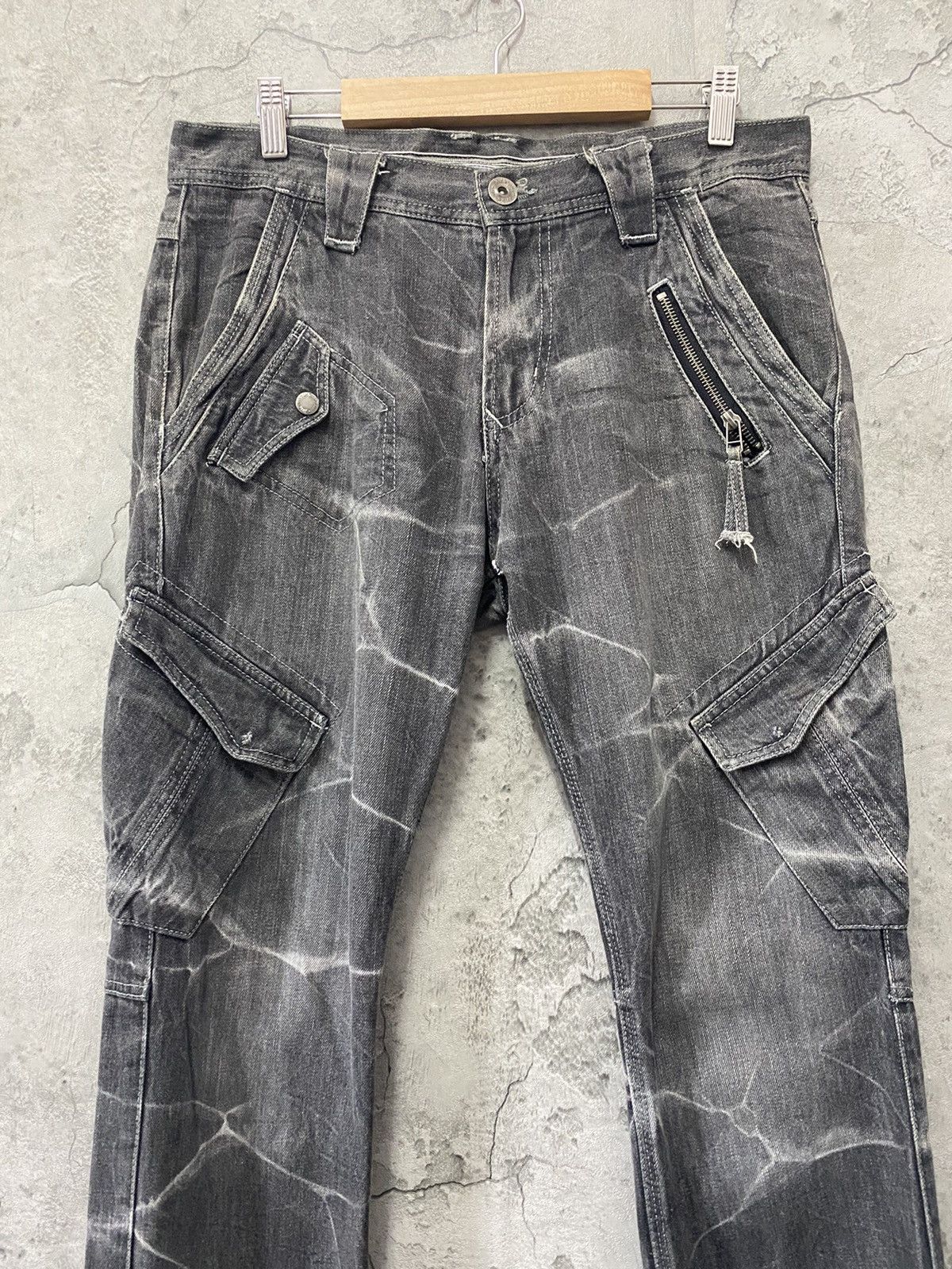 Designer Double Focus Japan Tactical Cargo Denim Pants slim Size US 32 / EU 48 - 4 Thumbnail