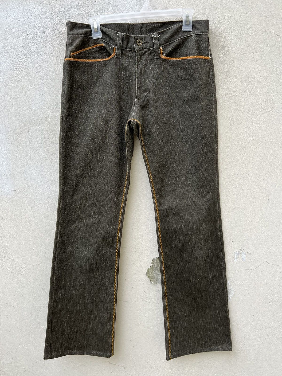 Nicole Club Vintage Nicole Club For Men Waxed Stretch Flare Jeans Size US 31 - 6 Thumbnail