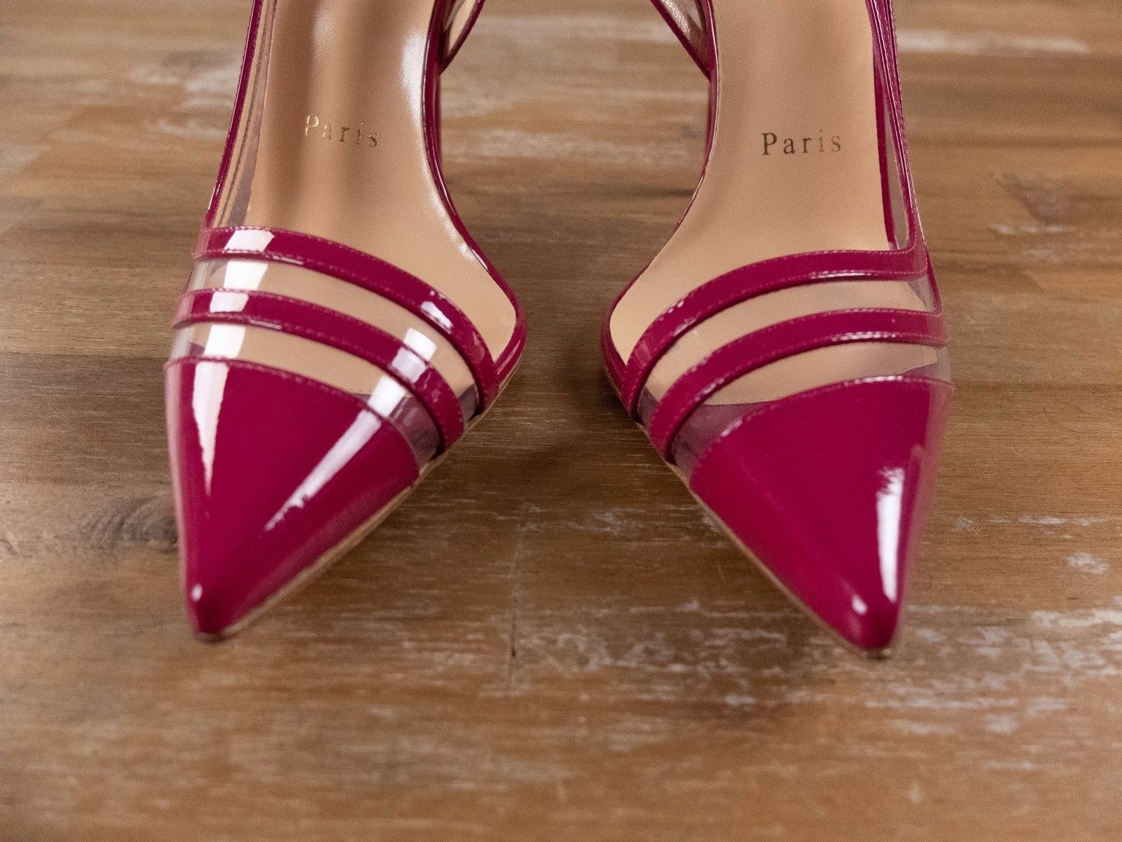 Christian Louboutin CHRISTIAN LOUBOUTIN Paralili cyclamen red leather PVC pumps Size US 6.5 / IT 36.5 - 3 Thumbnail
