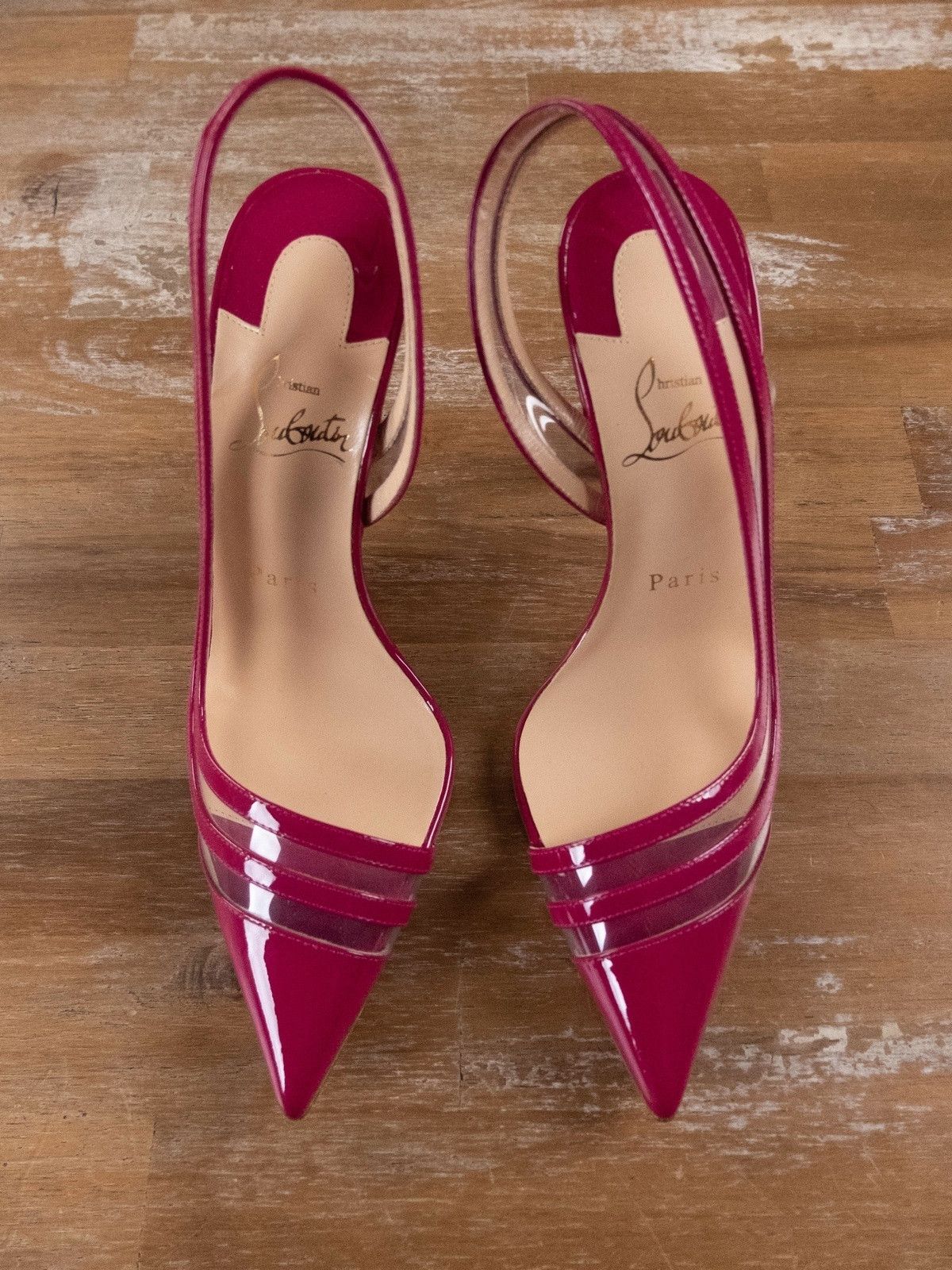 Christian Louboutin CHRISTIAN LOUBOUTIN Paralili cyclamen red leather PVC pumps Size US 6.5 / IT 36.5 - 2 Thumbnail