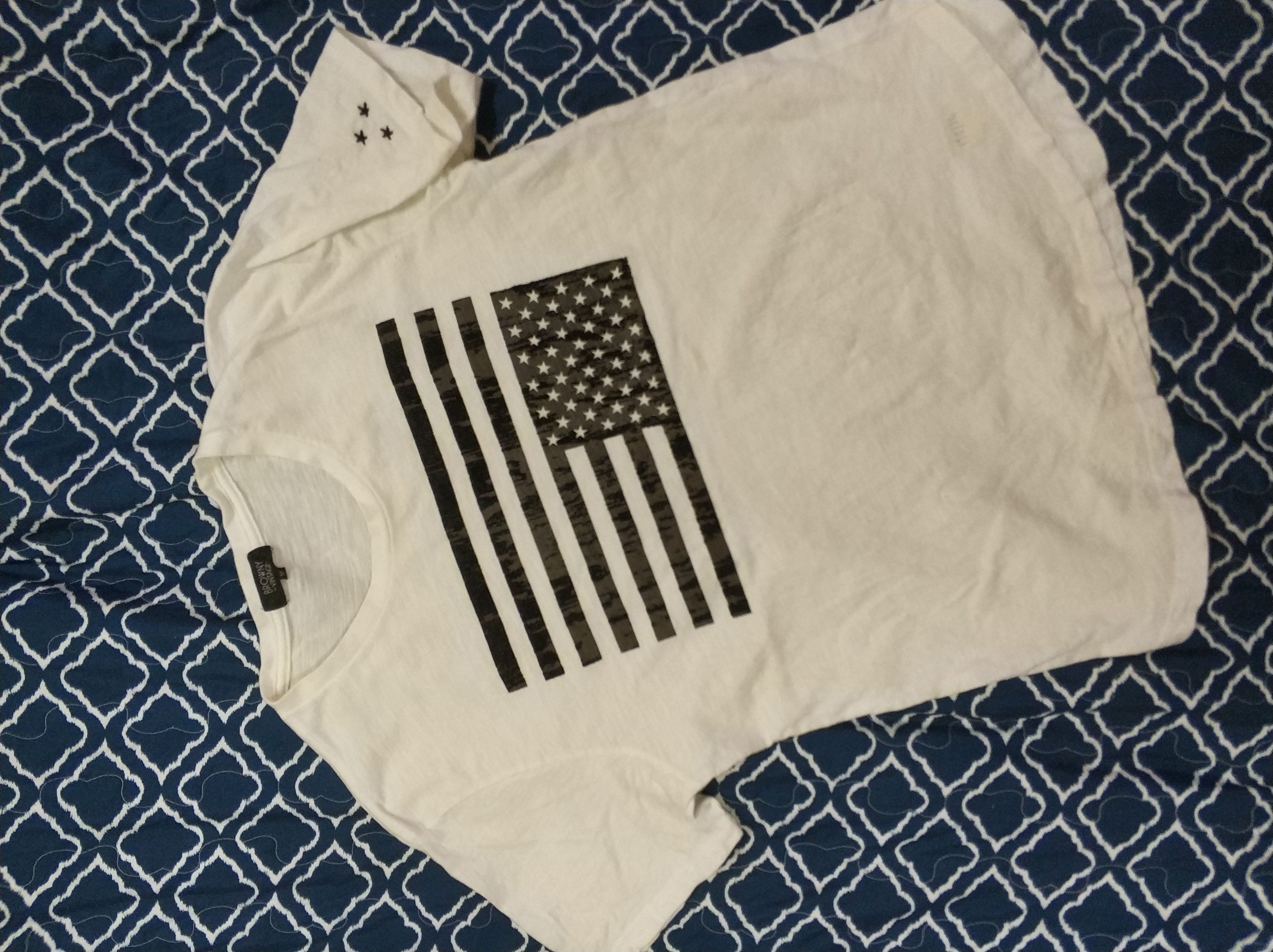 Pre-owned Designer Browny Vintage American Flag Tees In White