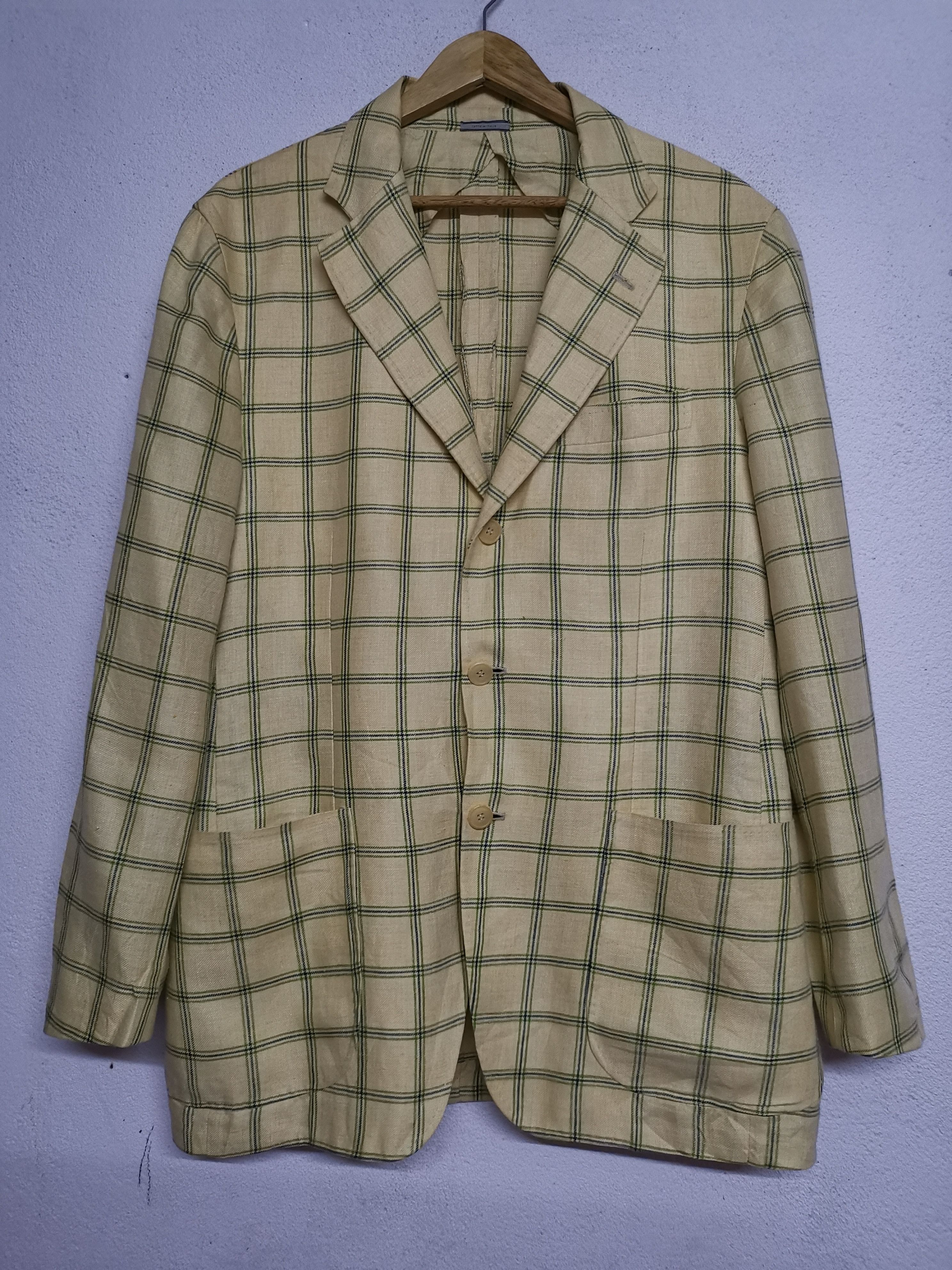 image of Italian Designers Plaid Italian Designer Gianni Laezza Casual Coat Blazer, Men's (Size Large)