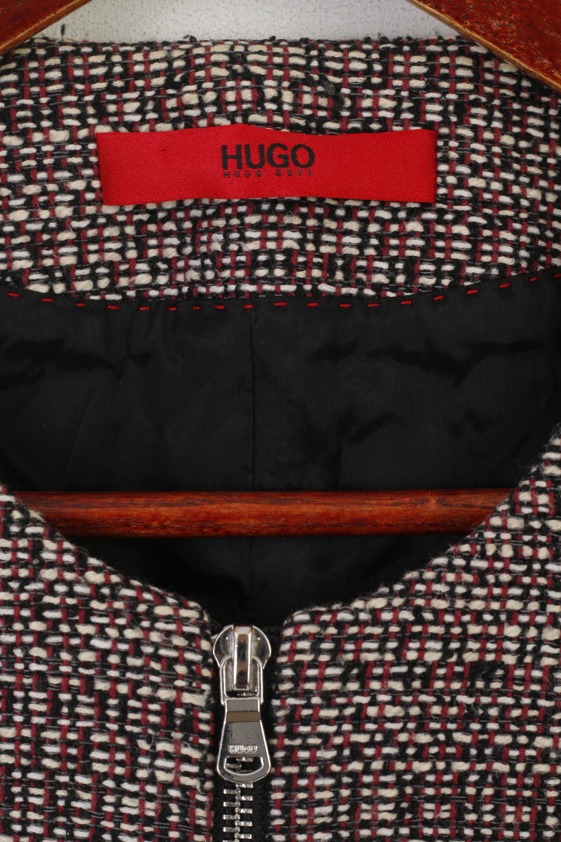 Hugo Boss Hugo Boss Women 8 12 S Jacket Maroon Black Tweed 1418 Size M / US 6-8 / IT 42-44 - 5 Thumbnail