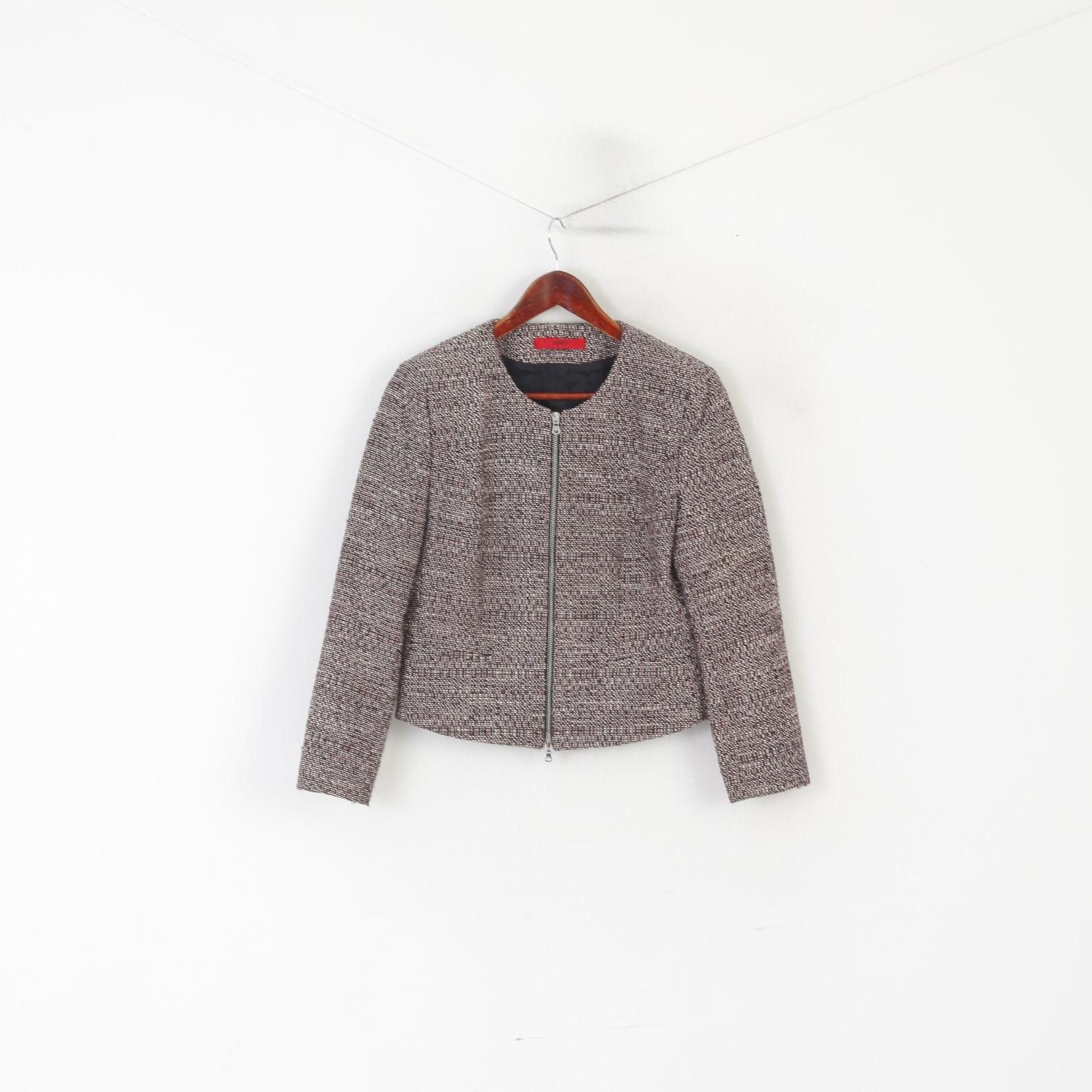 Hugo Boss Hugo Boss Women 8 12 S Jacket Maroon Black Tweed 1418 Size M / US 6-8 / IT 42-44 - 2 Thumbnail