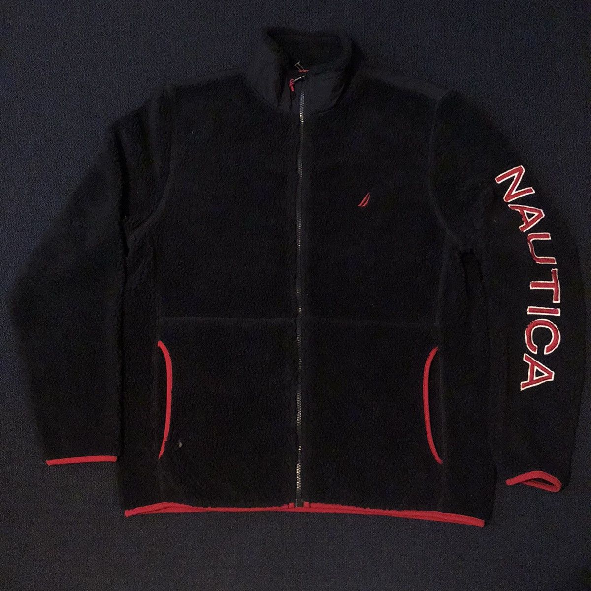 Nautica Vintage Nautica Fleece Sleeve Logo Zip Up Winter Pill Jacket Size US M / EU 48-50 / 2 - 2 Thumbnail