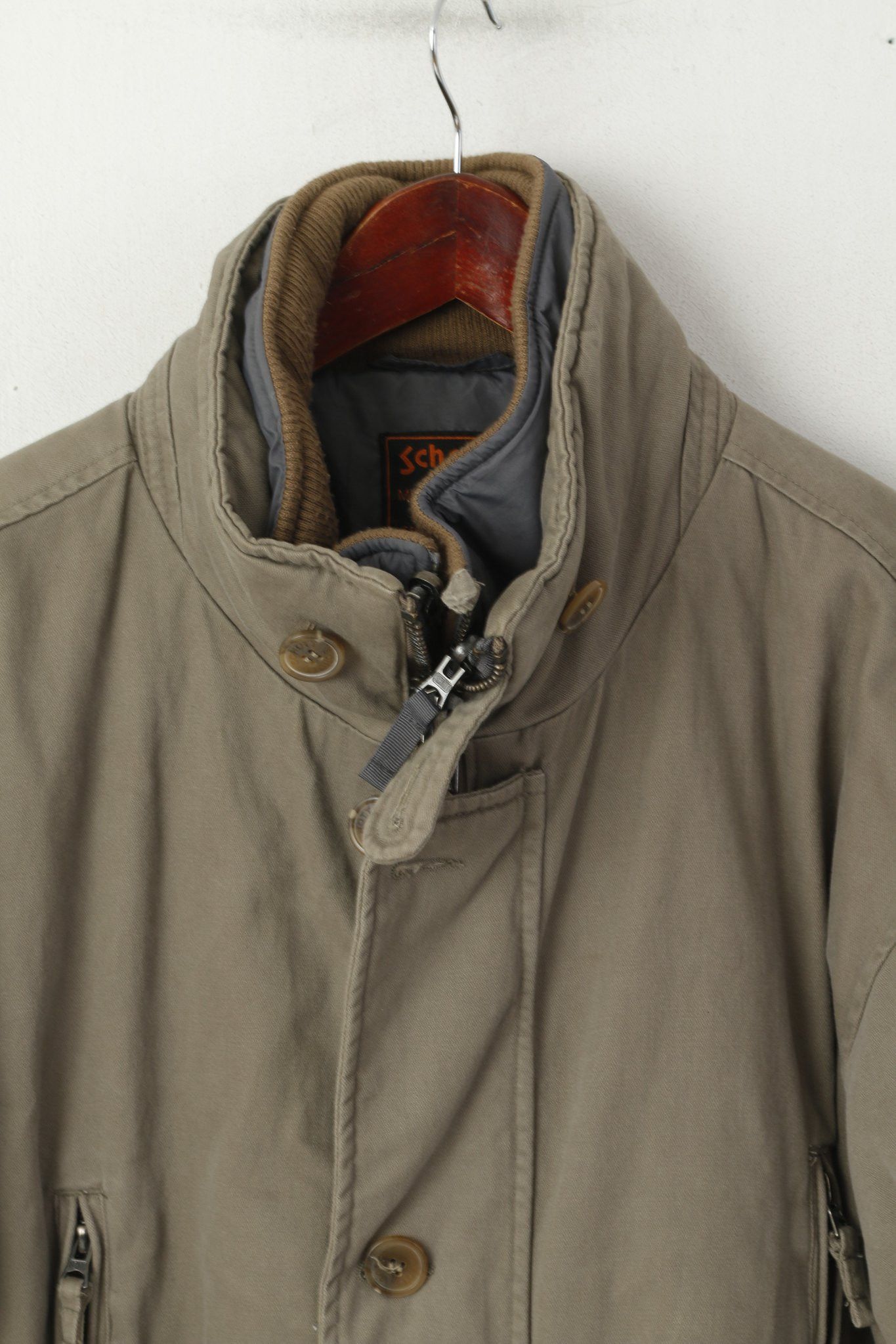 Schott Schott NYC Men XL Jacket Khaki Cotton Military Gear 3909 Size US XL / EU 56 / 4 - 3 Thumbnail