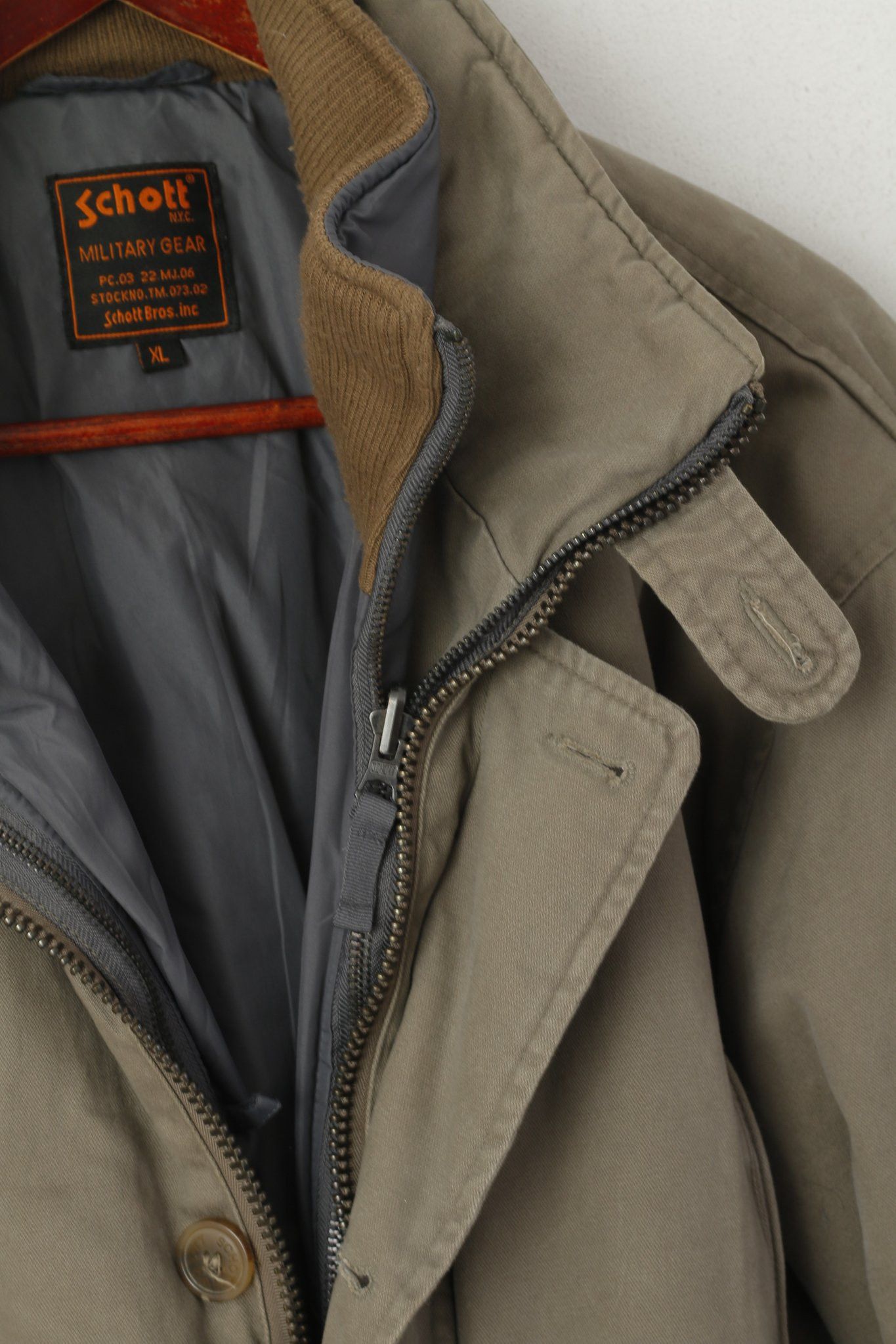 Schott Schott NYC Men XL Jacket Khaki Cotton Military Gear 3909 Size US XL / EU 56 / 4 - 5 Thumbnail