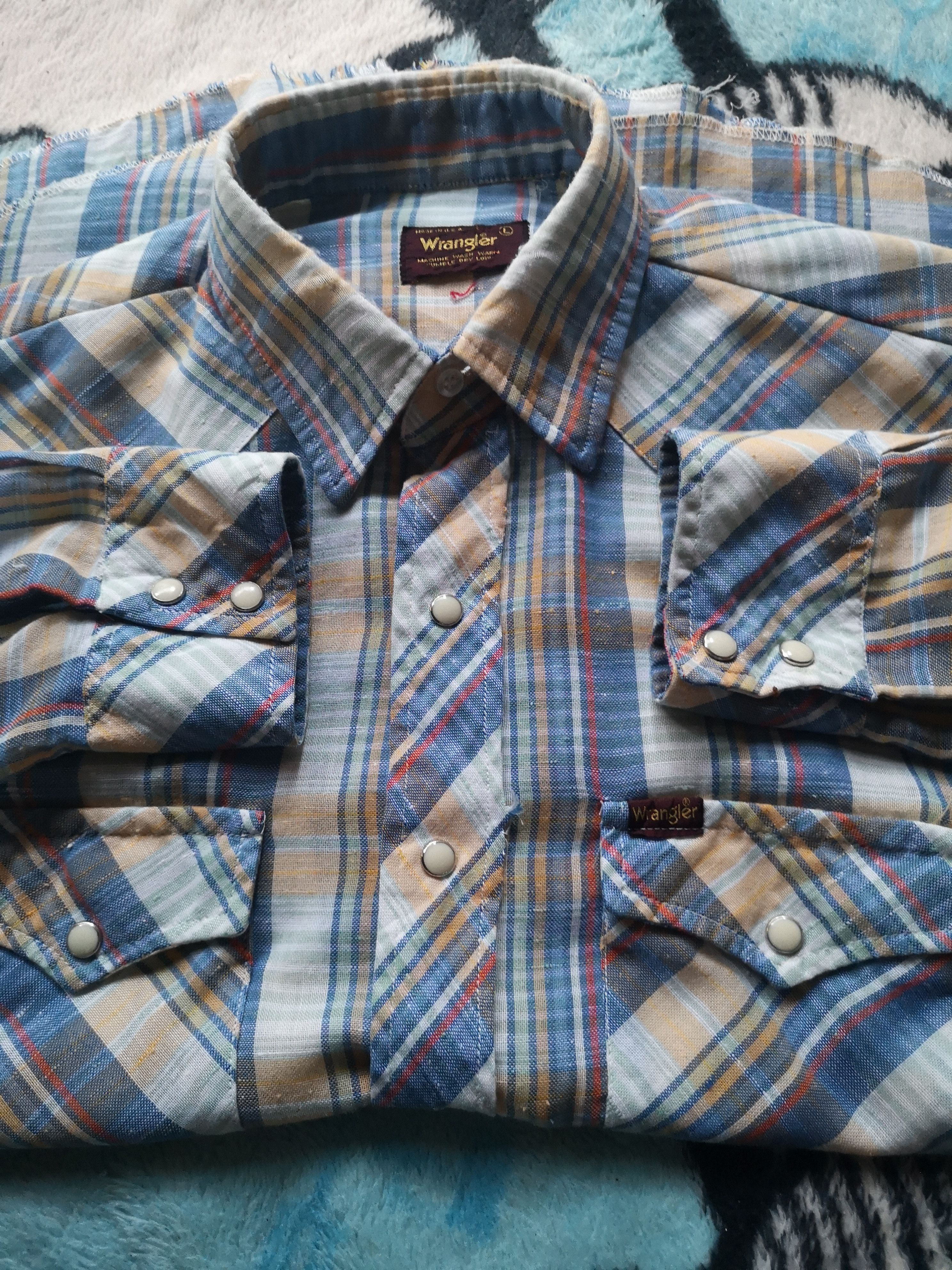 Flannel × Vintage × Wrangler Vintage Stone Button Flannel Nice Design Size US L / EU 52-54 / 3 - 5 Thumbnail