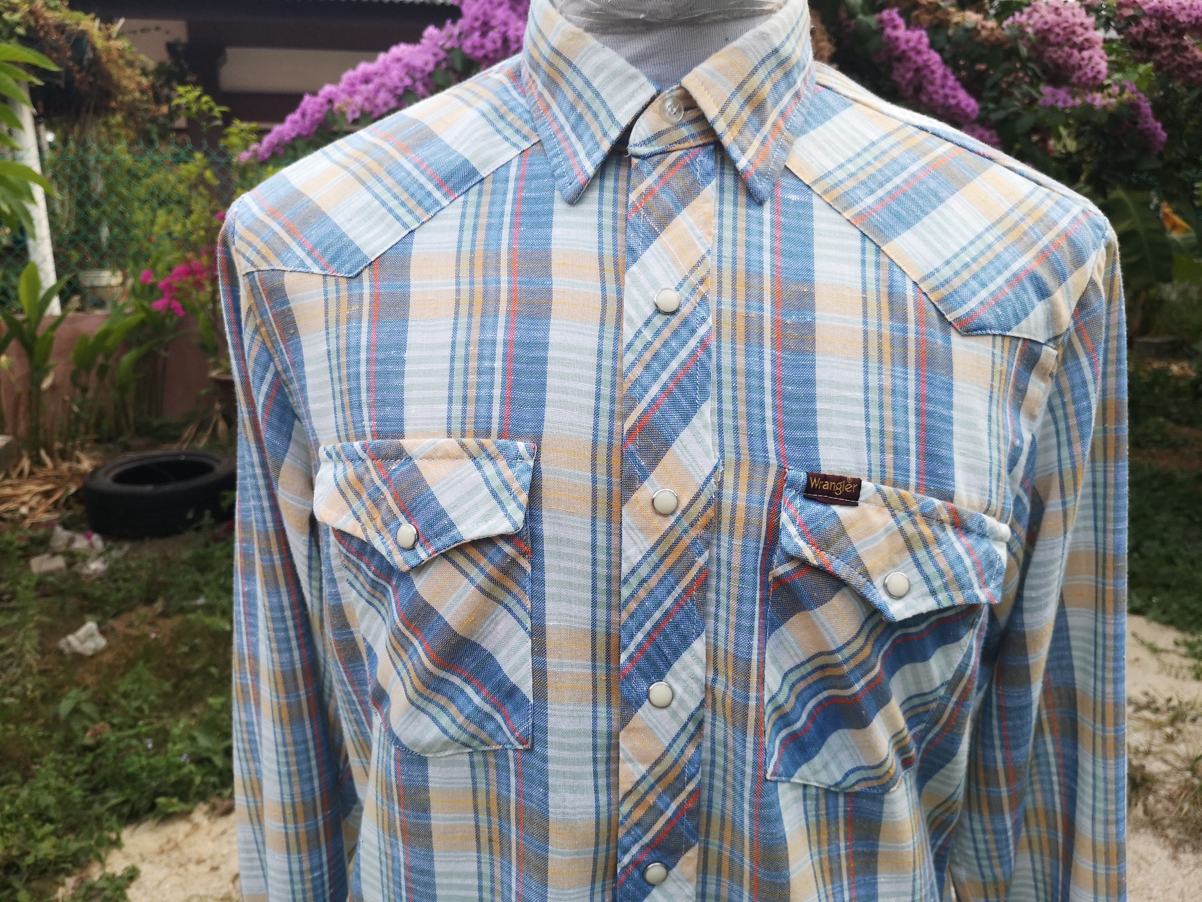 Flannel × Vintage × Wrangler Vintage Stone Button Flannel Nice Design Size US L / EU 52-54 / 3 - 3 Thumbnail