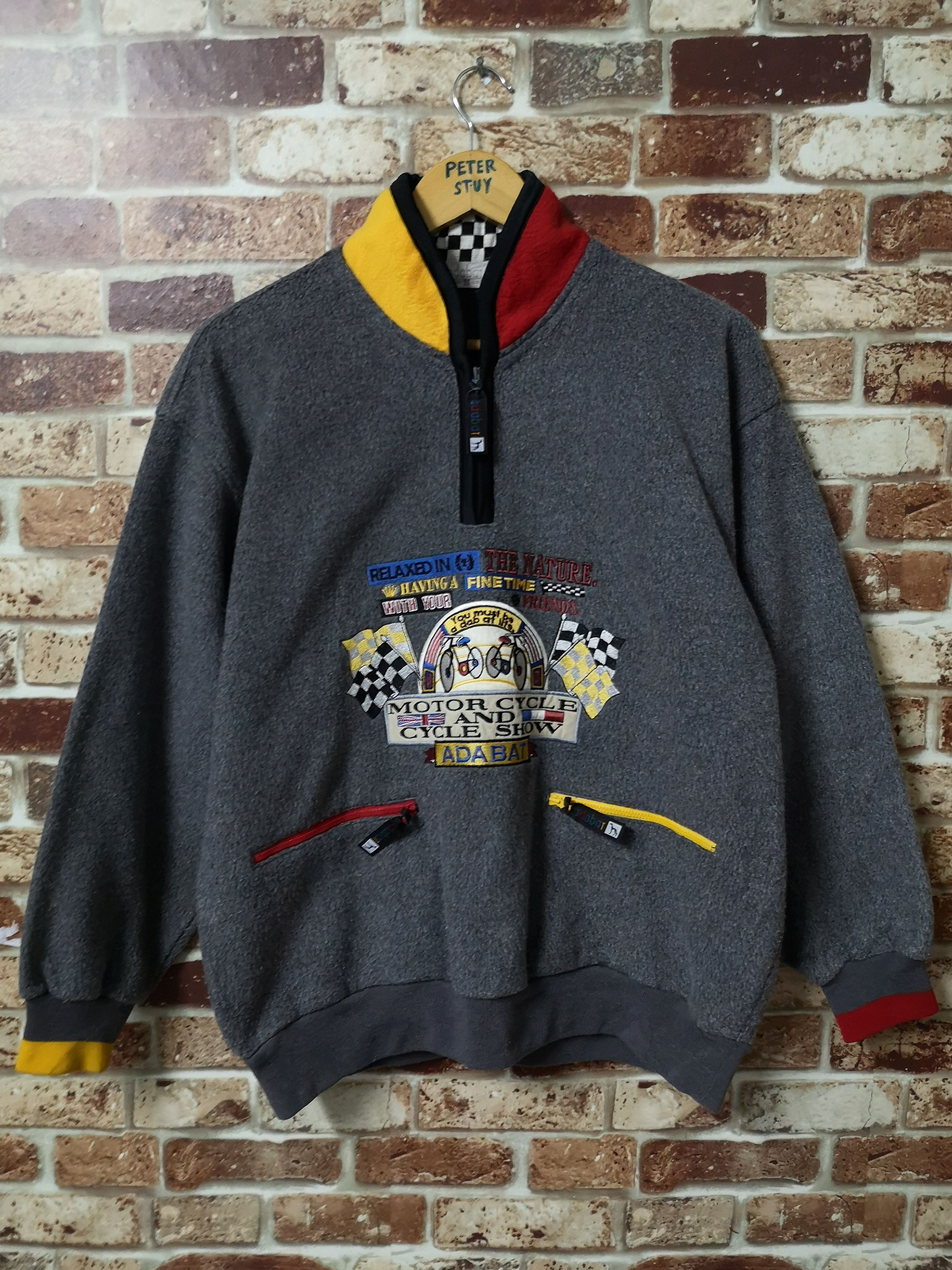 Japanese Brand × Vintage VINTAGE ADABAT "MOTORCYCLE & CYCLE SHOW" NICE DESIGN FLEECE Size US L / EU 52-54 / 3 - 1 Thumbnail