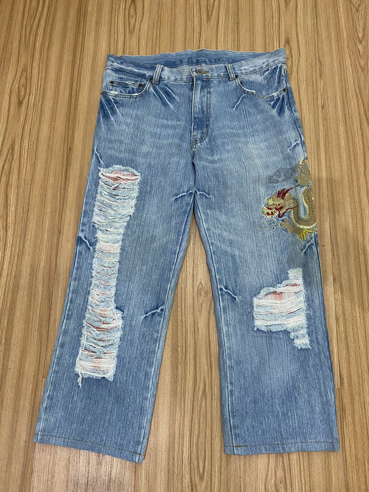 Denime × Japanese Brand GK84 Embroided Dragon Distress Denime Japanese Style Size US 34 / EU 50 - 9 Thumbnail