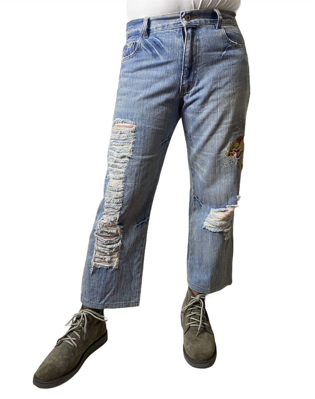 Denime × Japanese Brand GK84 Embroided Dragon Distress Denime Japanese Style Size US 34 / EU 50 - 3 Thumbnail