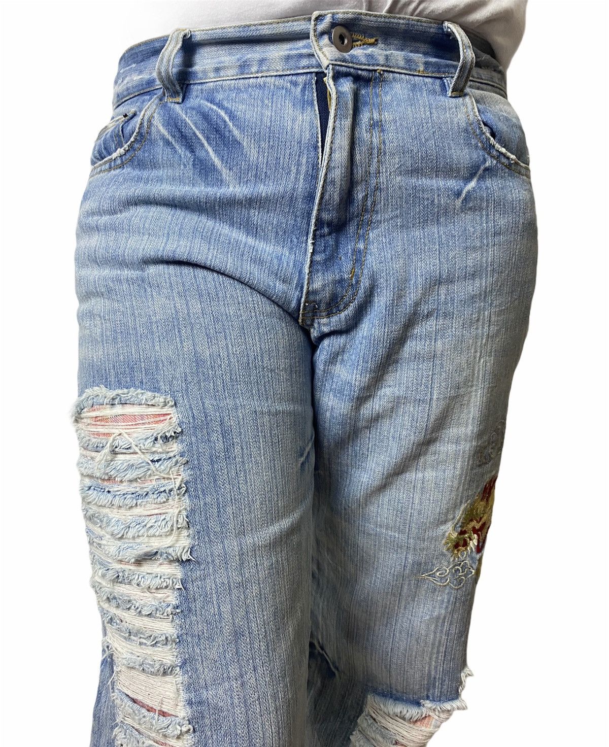 Denime × Japanese Brand GK84 Embroided Dragon Distress Denime Japanese Style Size US 34 / EU 50 - 4 Thumbnail