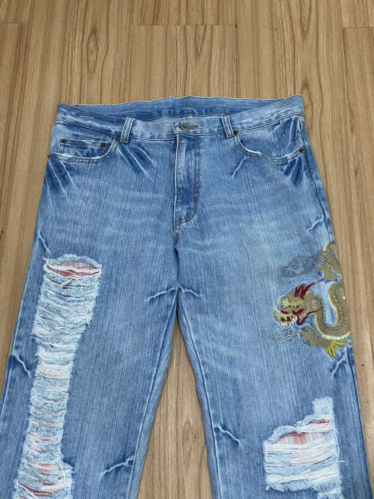 Denime × Japanese Brand GK84 Embroided Dragon Distress Denime Japanese Style Size US 34 / EU 50 - 10 Thumbnail