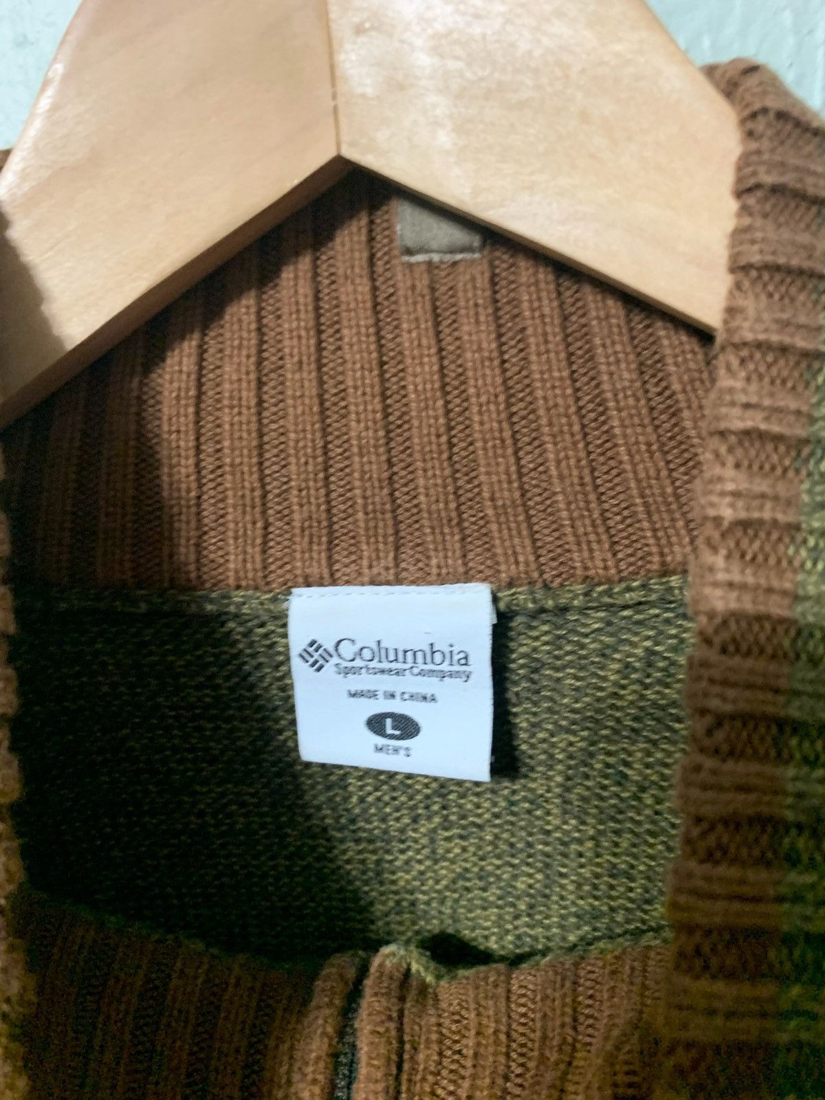 Columbia × Vintage Vintage Columbia Olive Knit Sweater Size US L / EU 52-54 / 3 - 2 Thumbnail