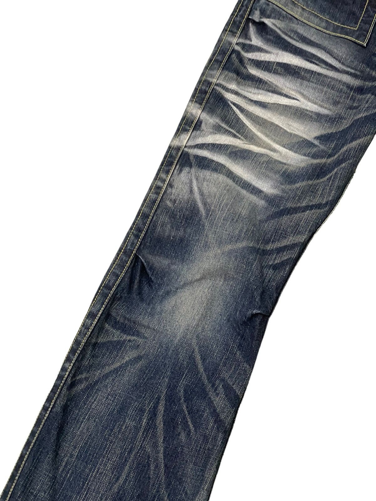 Japanese Brand Flare Jeans Blue Way Acid Wash Denim Low Rise Boot Cut 5🟦0 Size US 30 / EU 46 - 6 Thumbnail