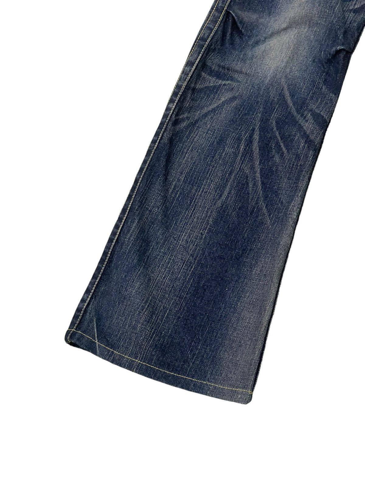 Japanese Brand Flare Jeans Blue Way Acid Wash Denim Low Rise Boot Cut 5🟦0 Size US 30 / EU 46 - 5 Thumbnail