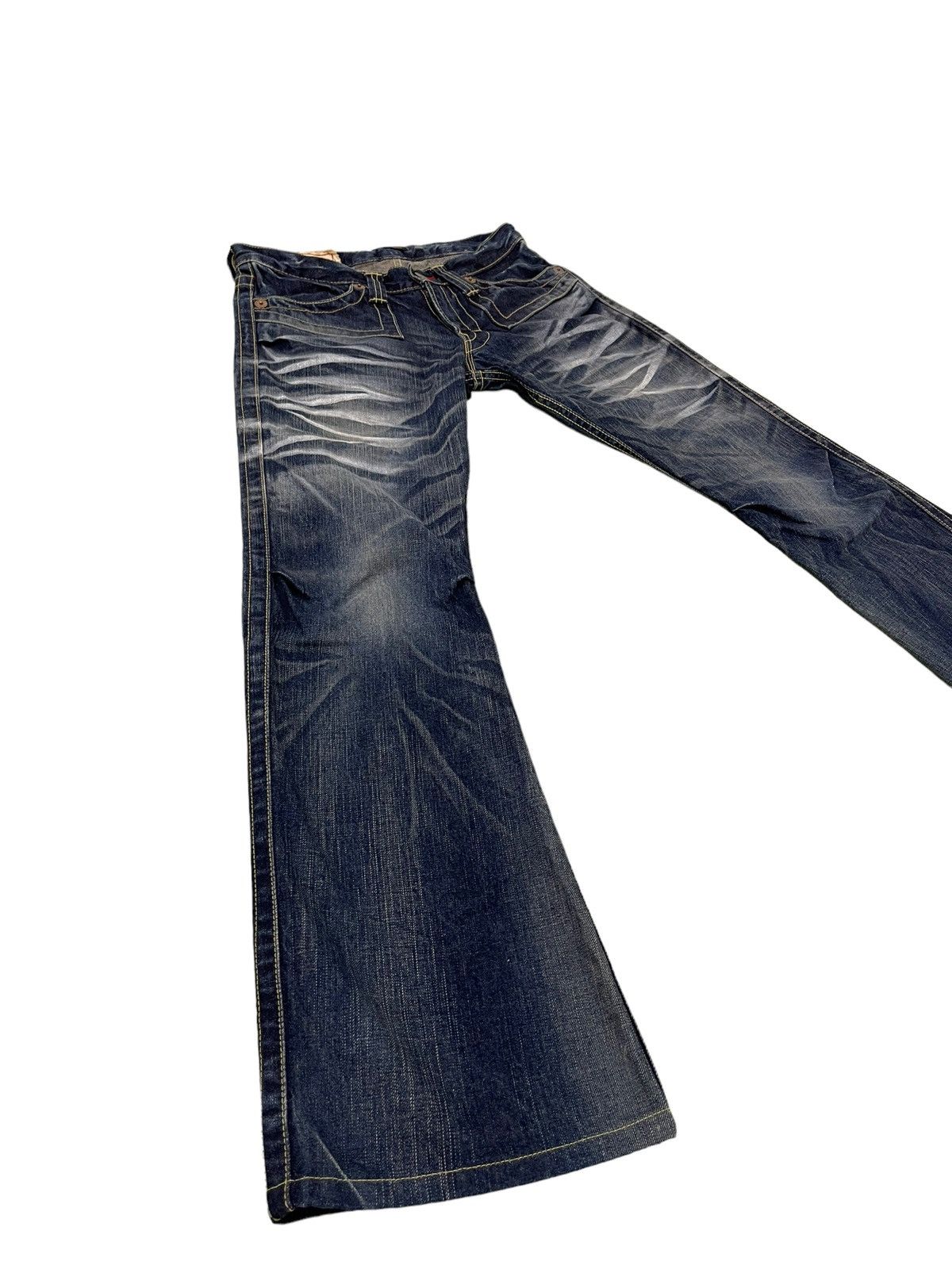 Japanese Brand Flare Jeans Blue Way Acid Wash Denim Low Rise Boot Cut 5🟦0 Size US 30 / EU 46 - 1 Thumbnail