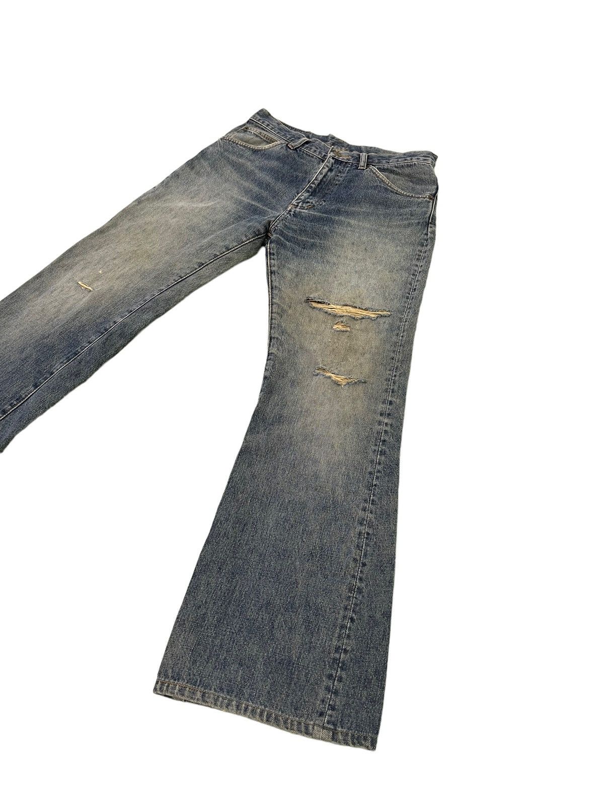 Japanese Brand Flare Jeans Vtg Wrangler Distress Denim Boot Cut 4🟦9 Size US 32 / EU 48 - 3 Thumbnail