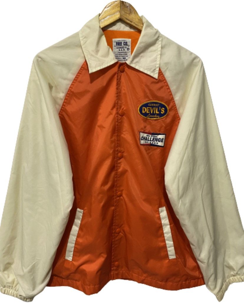 image of Vintage Devil Luckey Cycle Chicago Jacket in Orange, Men's (Size Large)