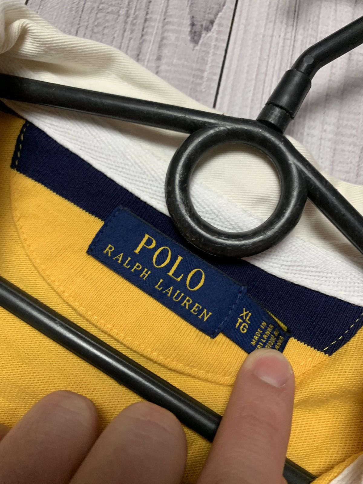 Polo Ralph Lauren × Vintage Vintage rugby Polo Ralph Lauren big logo striped yellow/blue Size US XL / EU 56 / 4 - 3 Thumbnail
