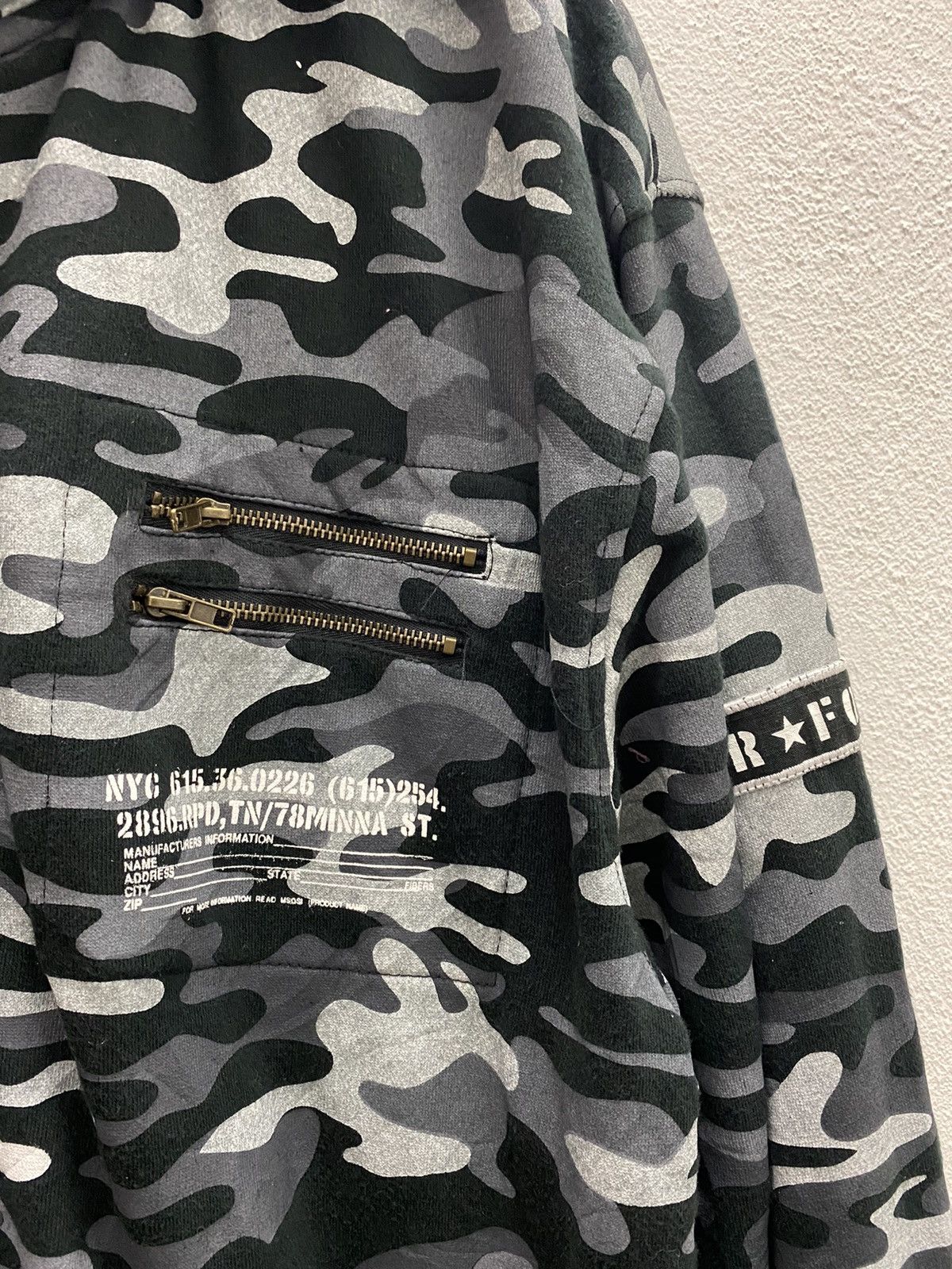 Japanese Brand BULLET NOISE AIR FORCE HODDIES ZIPPER JACKET Size US L / EU 52-54 / 3 - 4 Thumbnail