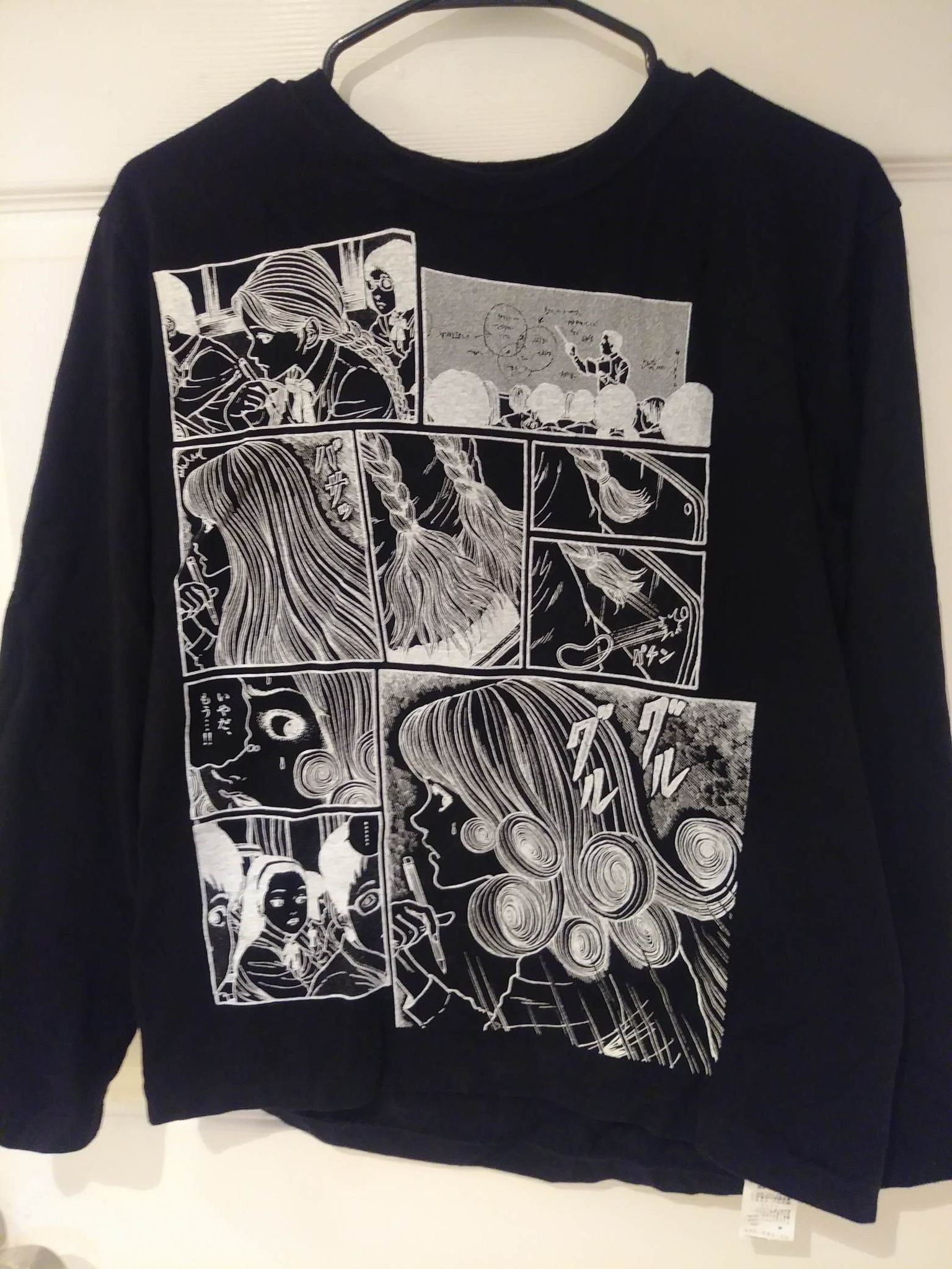 image of Junji Ito X Yohji Yamamoto Collab Uzumaki Manga Tee in Black, Men's (Size Medium)