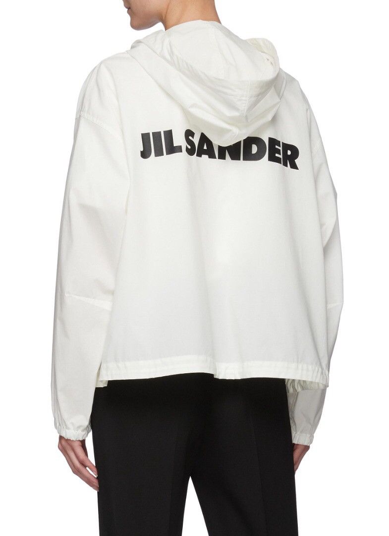 image of Jil Sander Aw2018 Water Resistant Relaxed Logo Hooded Jacket in Off White, Men's (Size Medium)