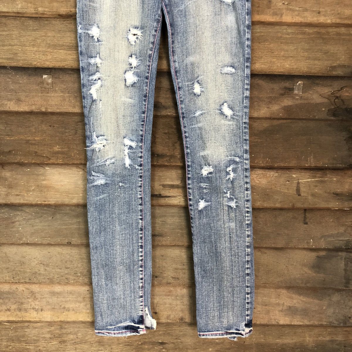 Japanese Brand Met in Jeans skinny Blue distressed Denim Jeans Pants #4576 Size 28" / US 6 / IT 42 - 3 Thumbnail