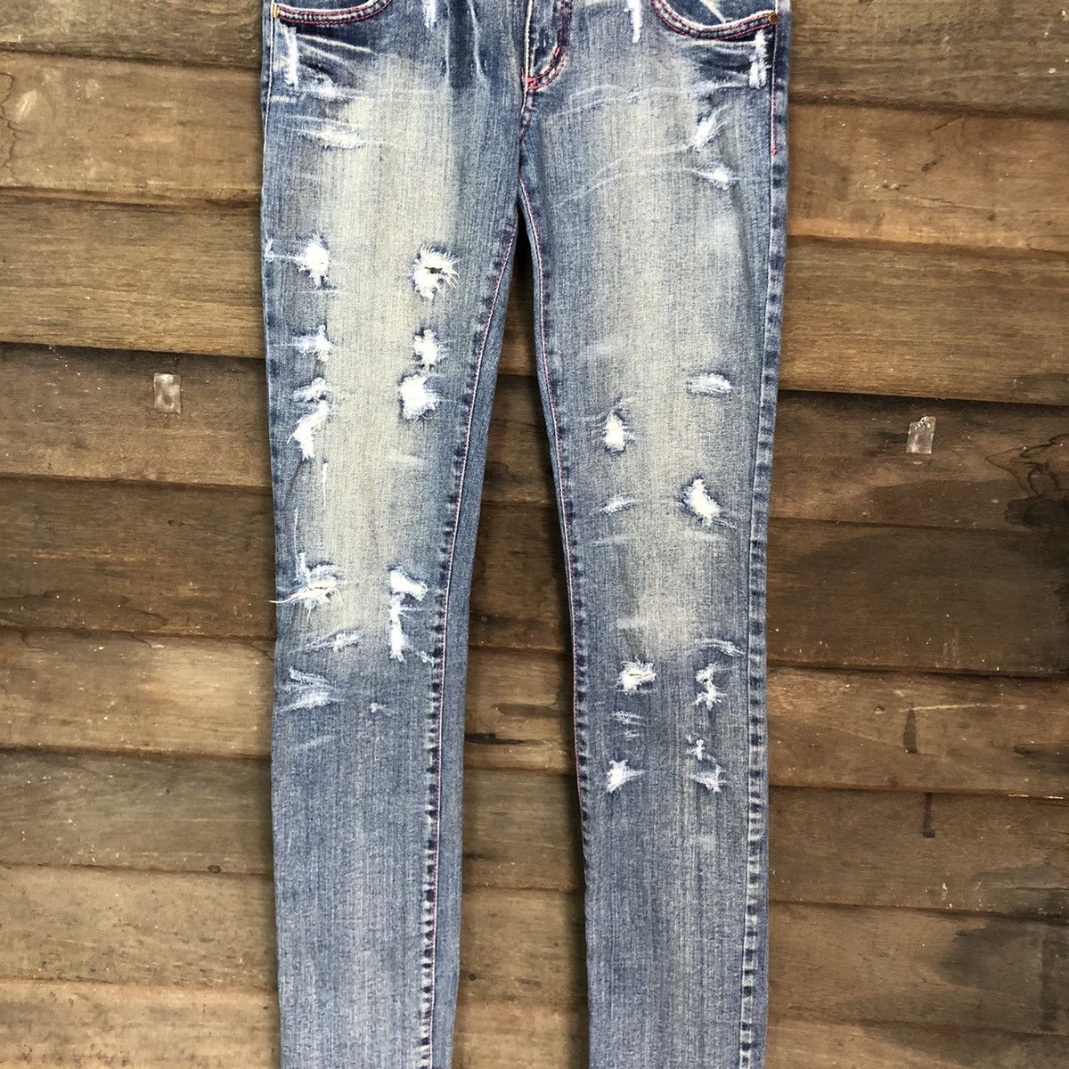 Japanese Brand Met in Jeans skinny Blue distressed Denim Jeans Pants #4576 Size 28" / US 6 / IT 42 - 4 Thumbnail
