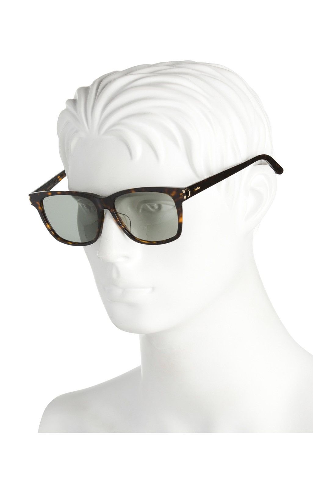 image of New Cartier C Decor Sunglasses in Tortoise Shell/Gold, Men's