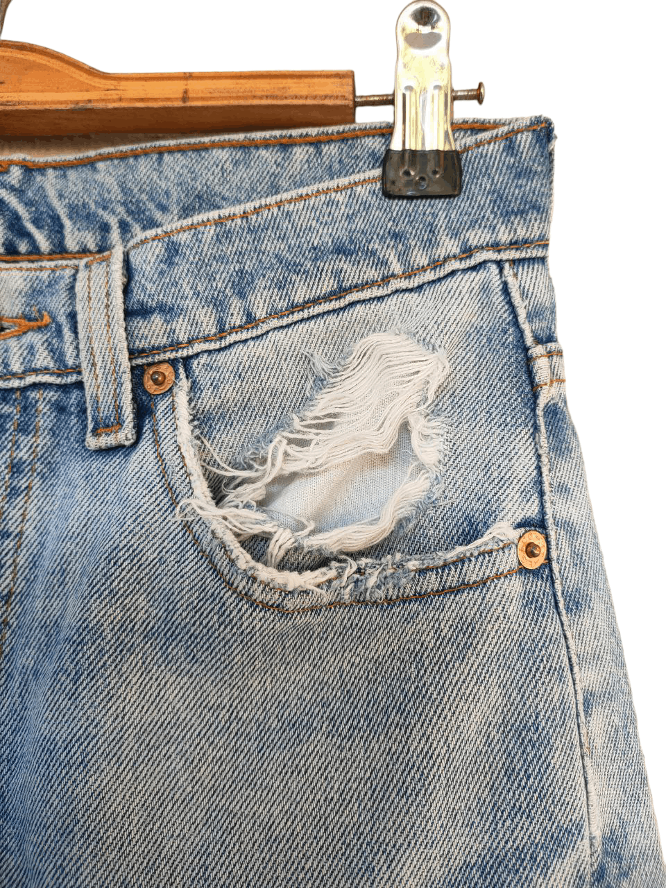 Levi's 80s Vtg Levis 505-0217 Distressed Denim 29x36 Size US 27 - 5 Thumbnail