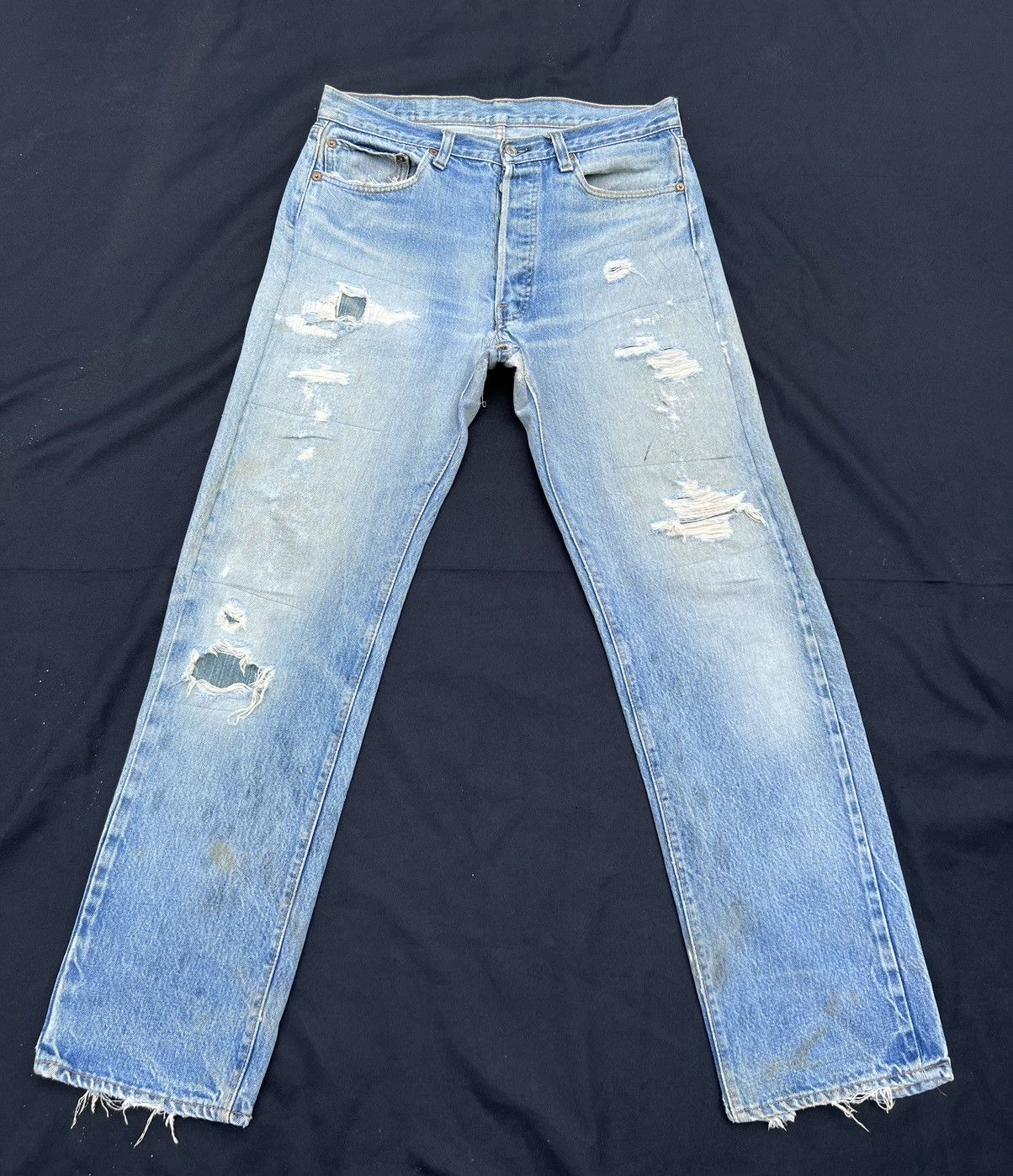 Levi's VTG 70s Levi’s 501 Redline #6 Selvedge Denim Trashed Jeans Size US 33 - 1 Thumbnail