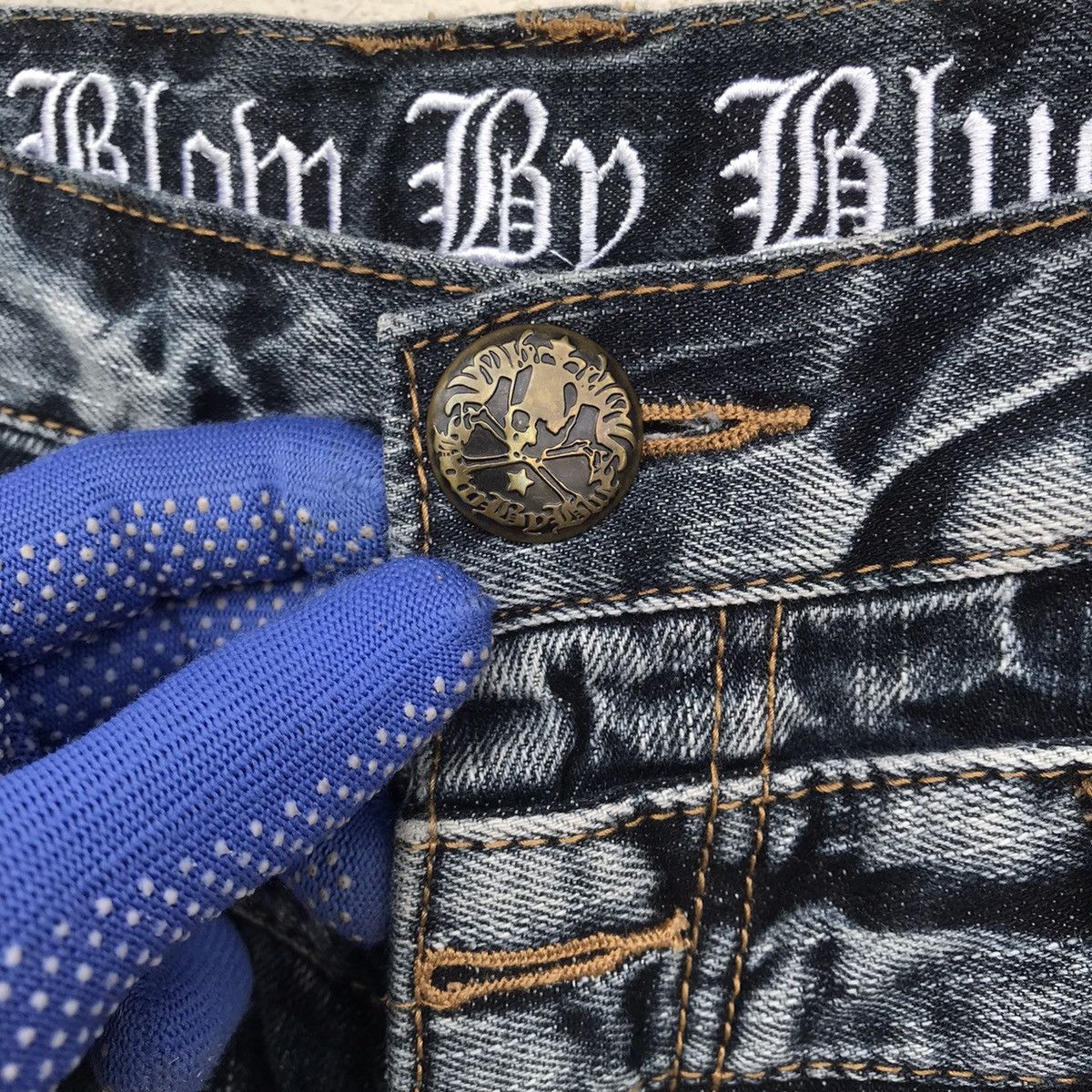 Japanese Brand Blow by Blue Mastermind skull inspired denim double waist Size US 30 / EU 46 - 12 Thumbnail