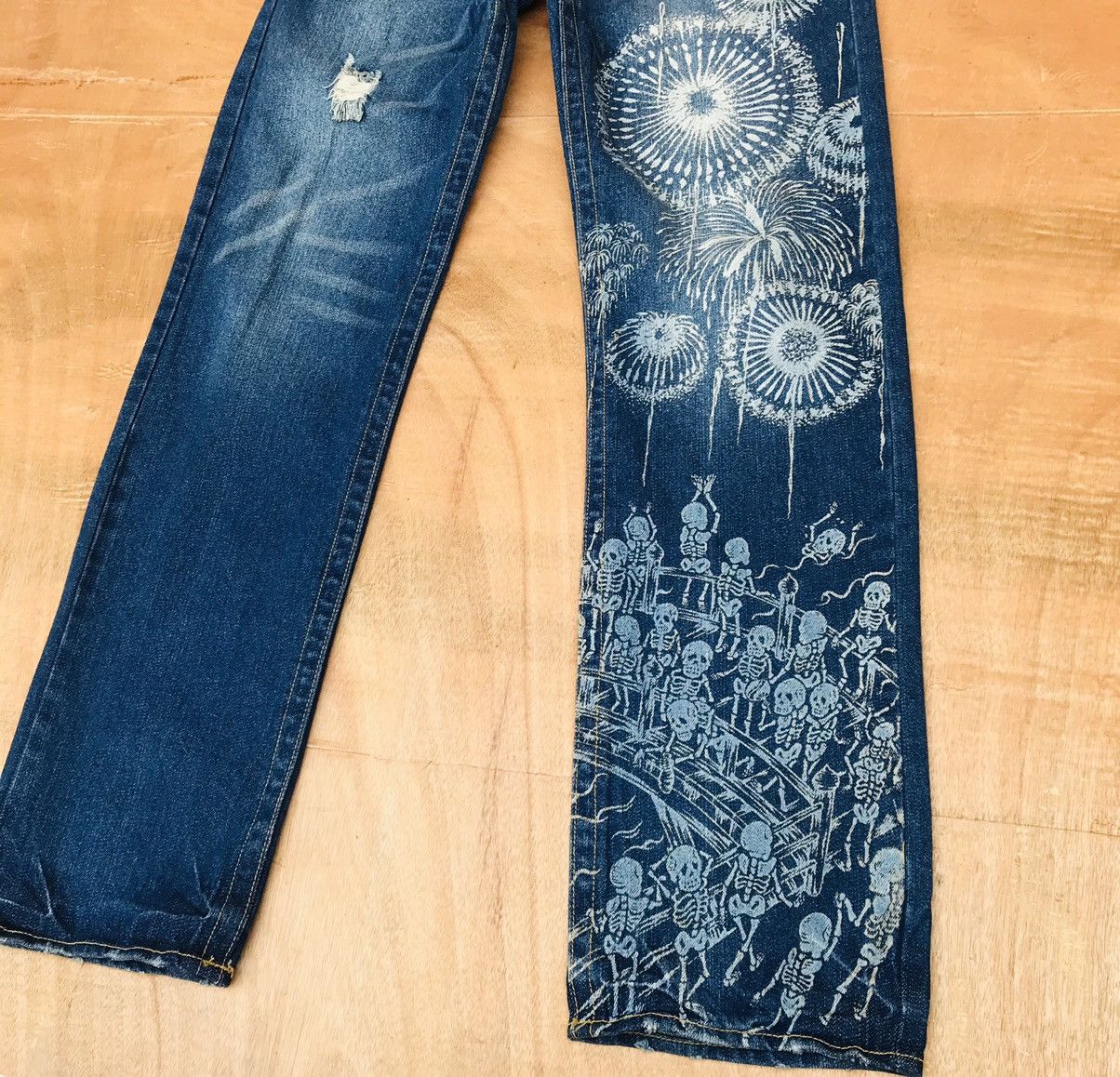 Japanese Brand Rare Buden Japan Kapital inpired Skeleton print motive Size US 30 / EU 46 - 3 Thumbnail